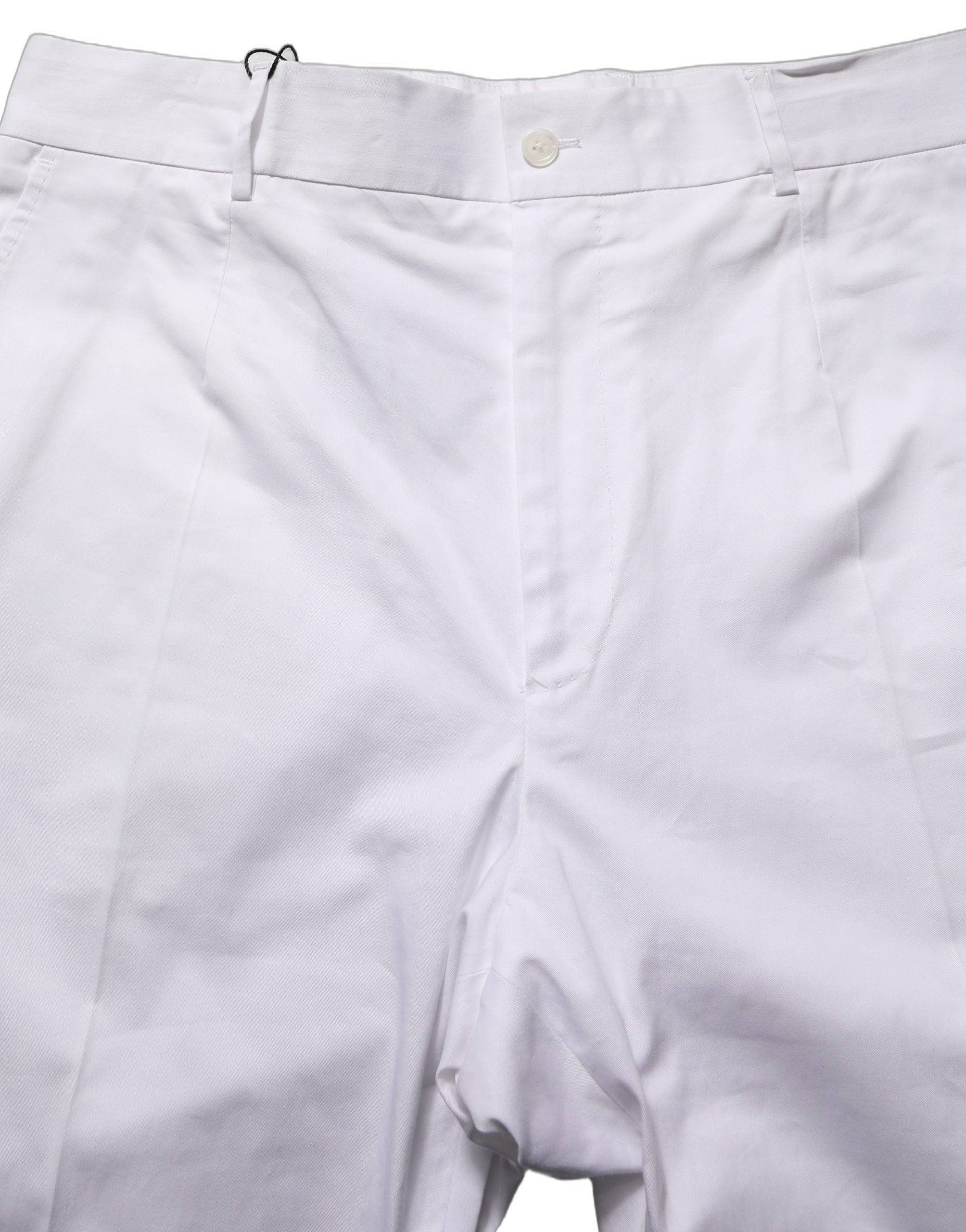 Dolce & Gabbana White Cotton Tapered Leg Dress Trouser Pants Dolce & Gabbana