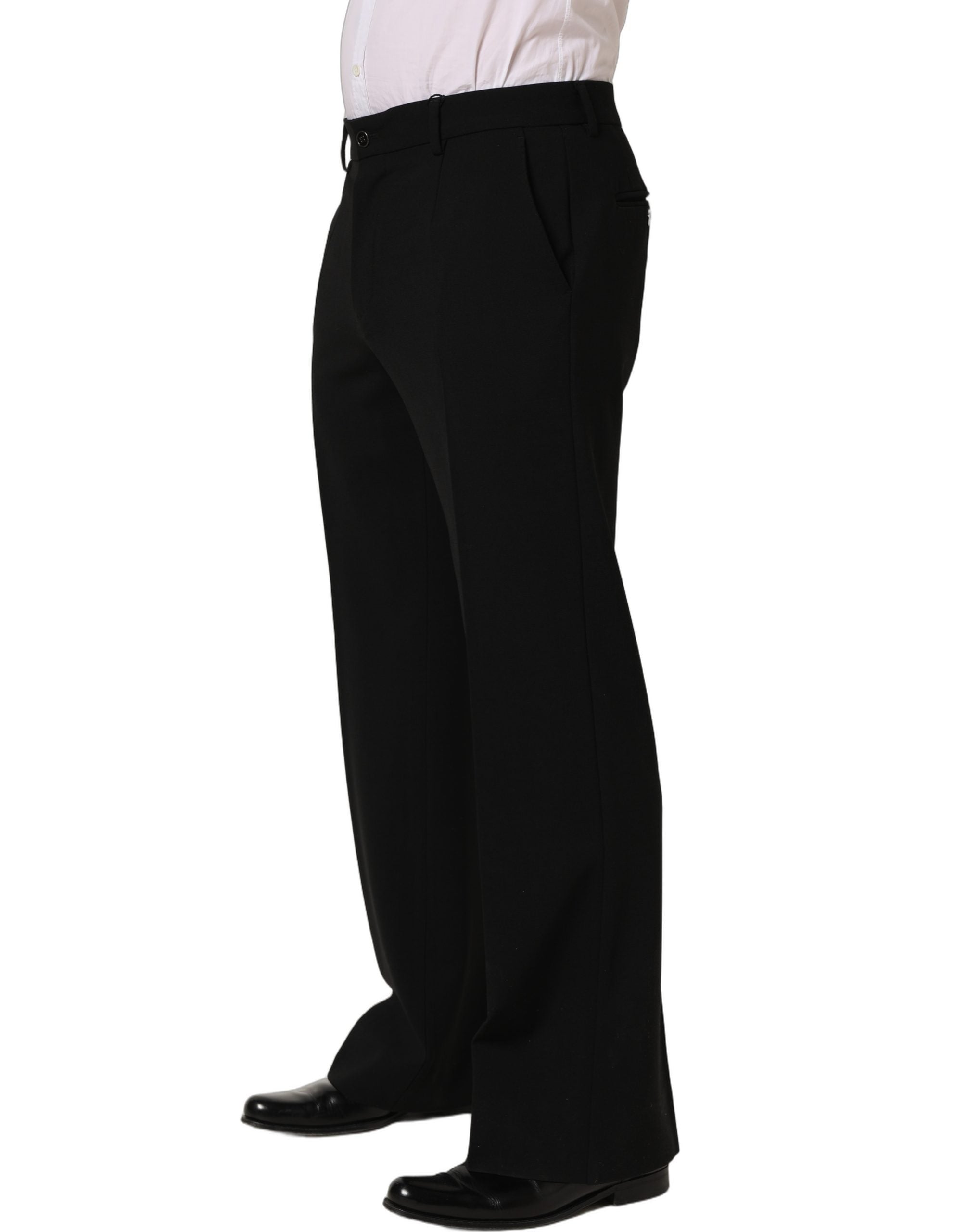 Dolce & Gabbana Black Wool Straight Men Dress Trouser Pants Dolce & Gabbana