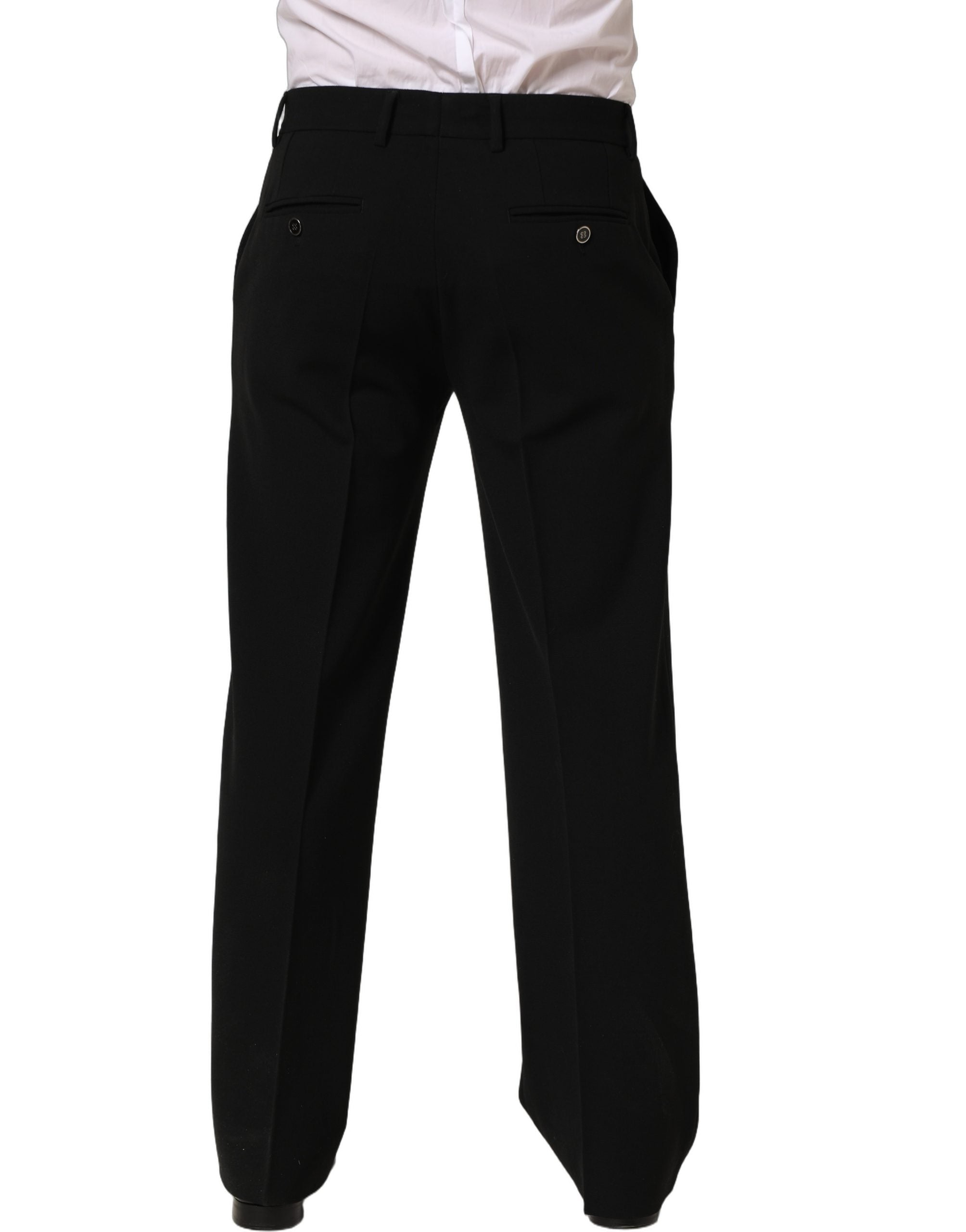 Dolce & Gabbana Black Wool Straight Men Dress Trouser Pants Dolce & Gabbana