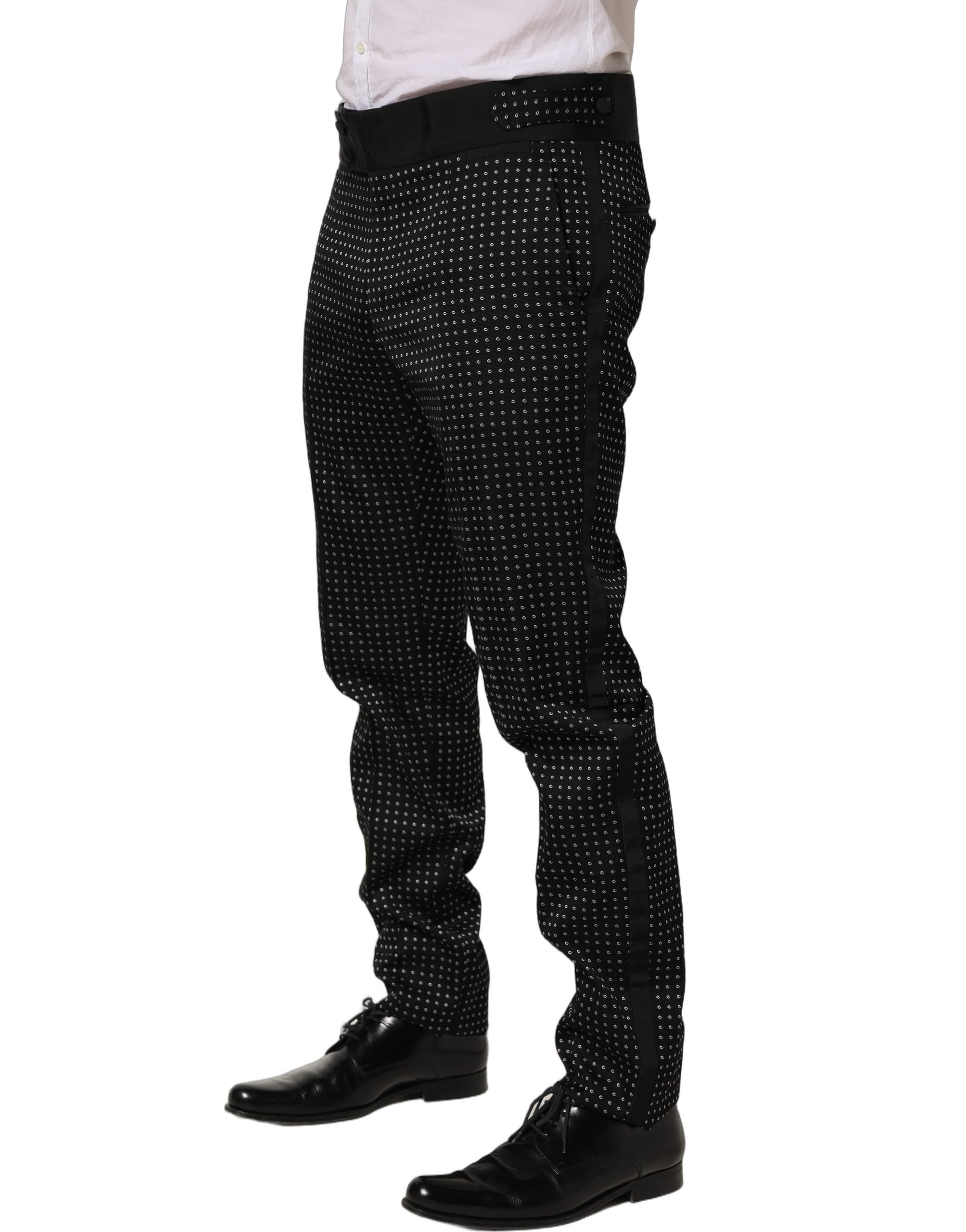 Dolce & Gabbana Black Polka Dot Cotton Dress Trouser Pants Dolce & Gabbana