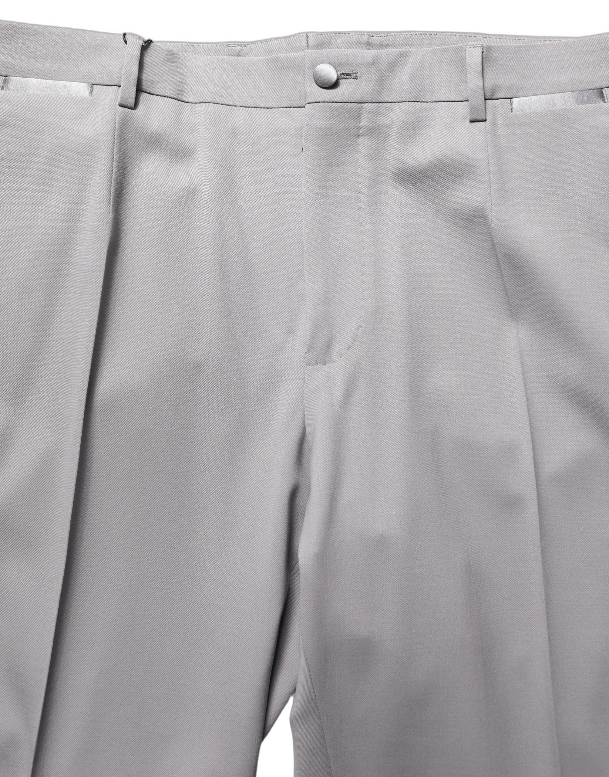 Dolce & Gabbana Gray Wool Tapered Men Dress Trouser Pants Dolce & Gabbana