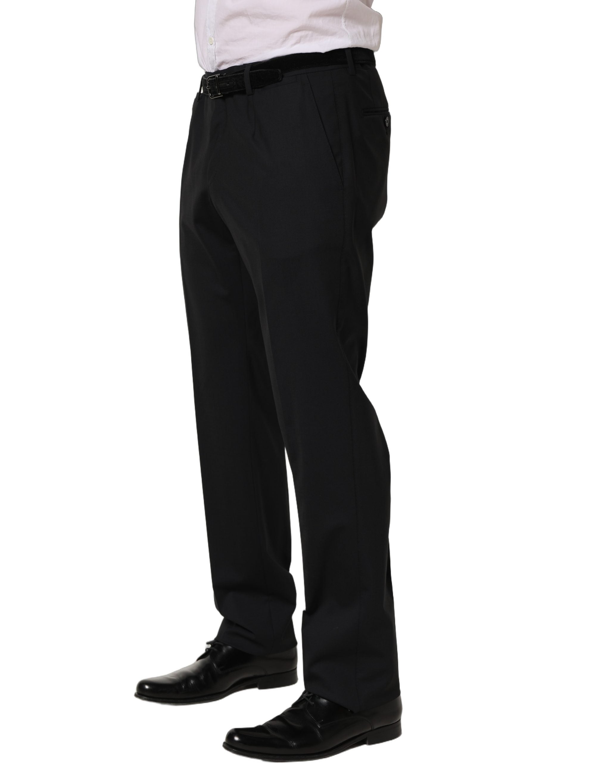 Dolce & Gabbana Black Wool Tapered Leg Dress Trouser Pants Dolce & Gabbana
