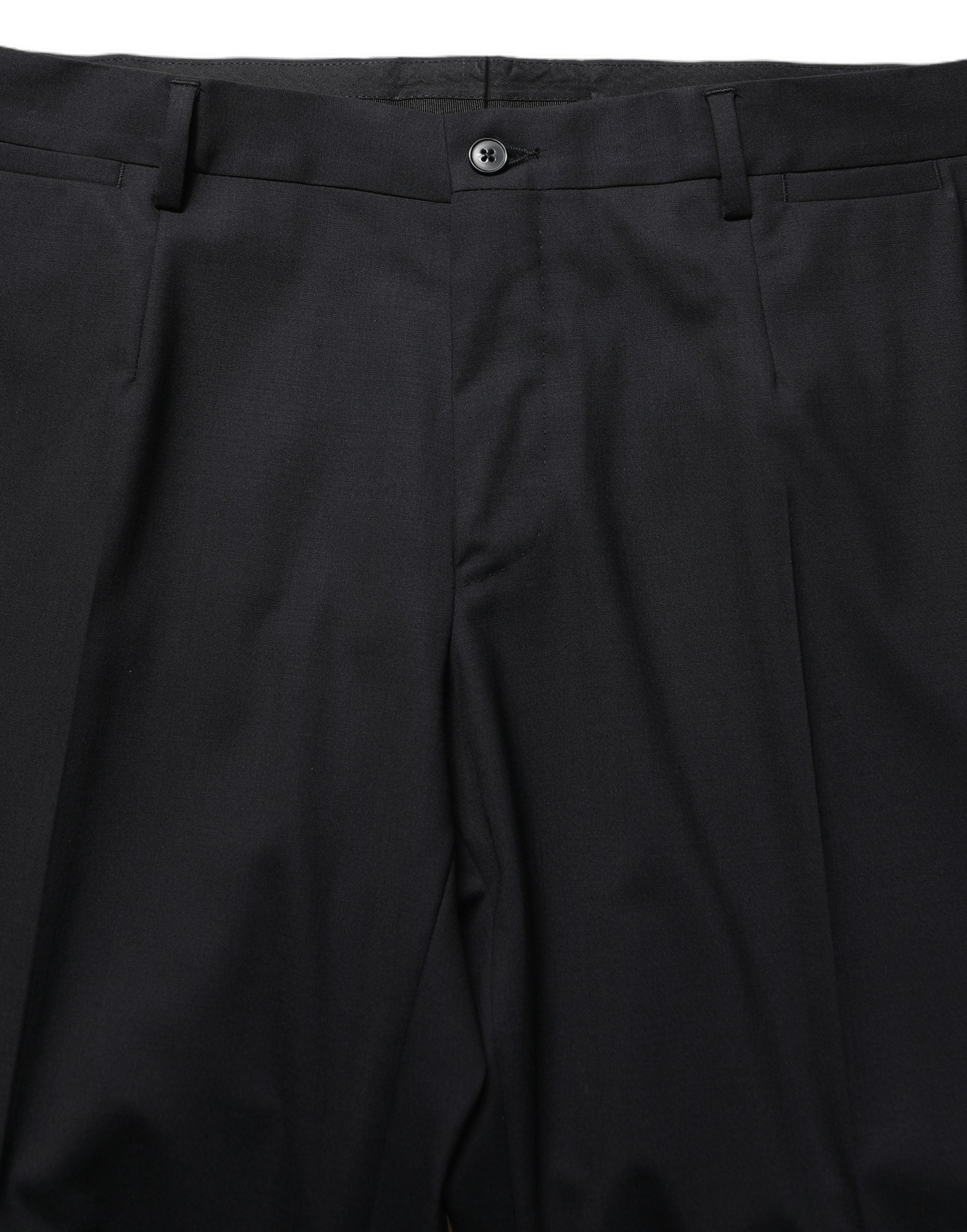 Dolce & Gabbana Black Wool Tapered Leg Dress Trouser Pants Dolce & Gabbana
