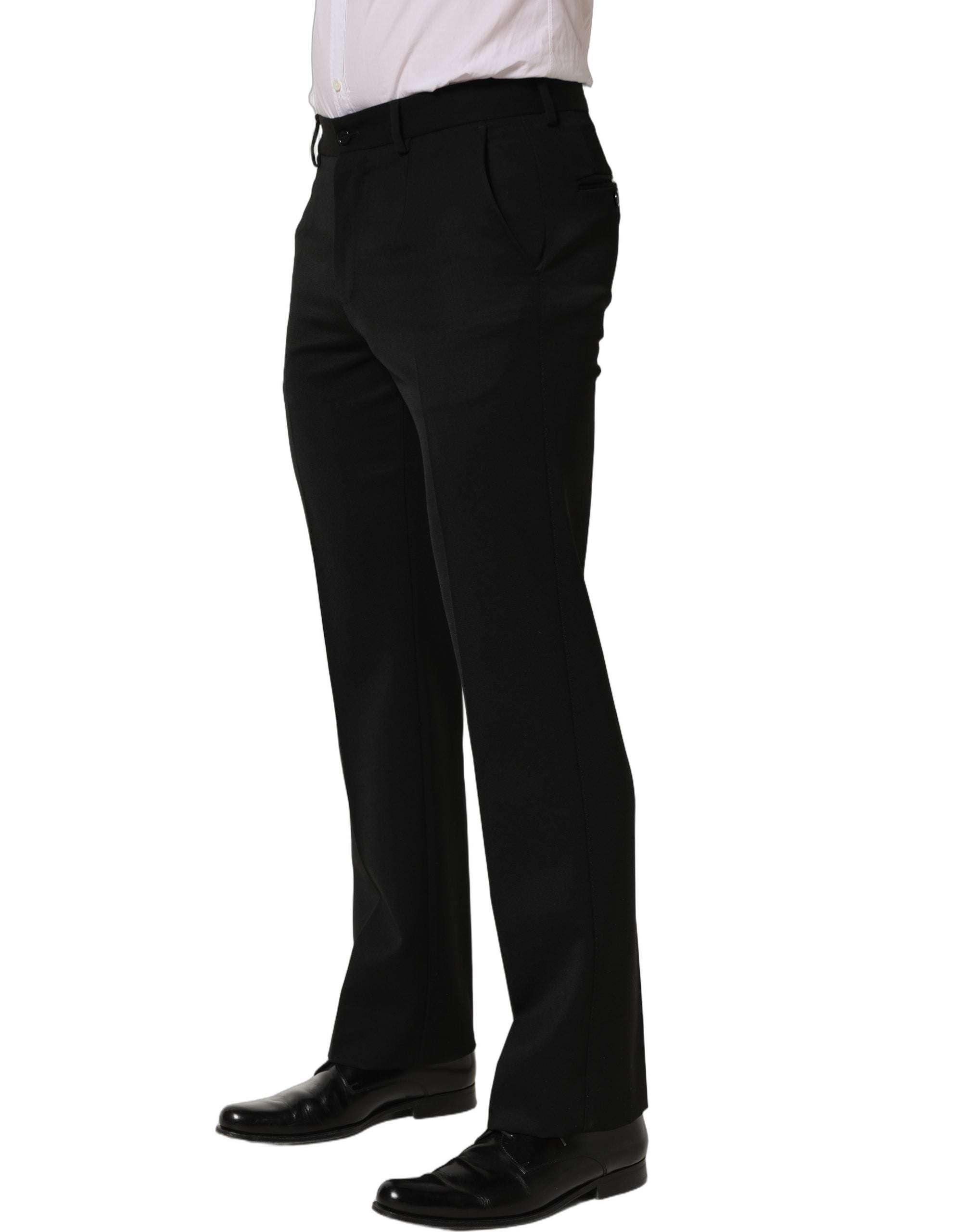 Dolce & Gabbana Black Wool Tapered Men Dress Trouser Pants Dolce & Gabbana