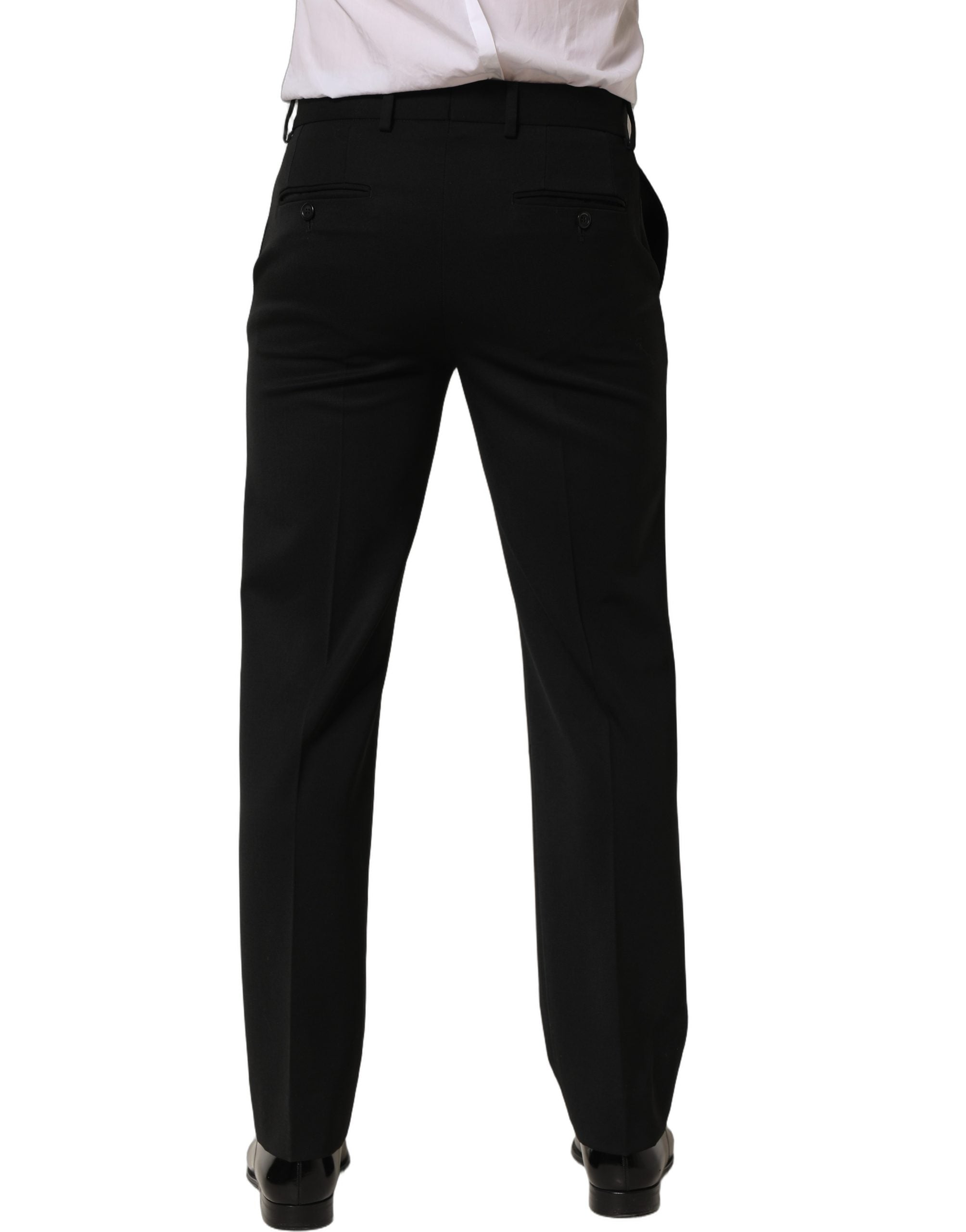 Dolce & Gabbana Black Wool Tapered Men Dress Trouser Pants Dolce & Gabbana