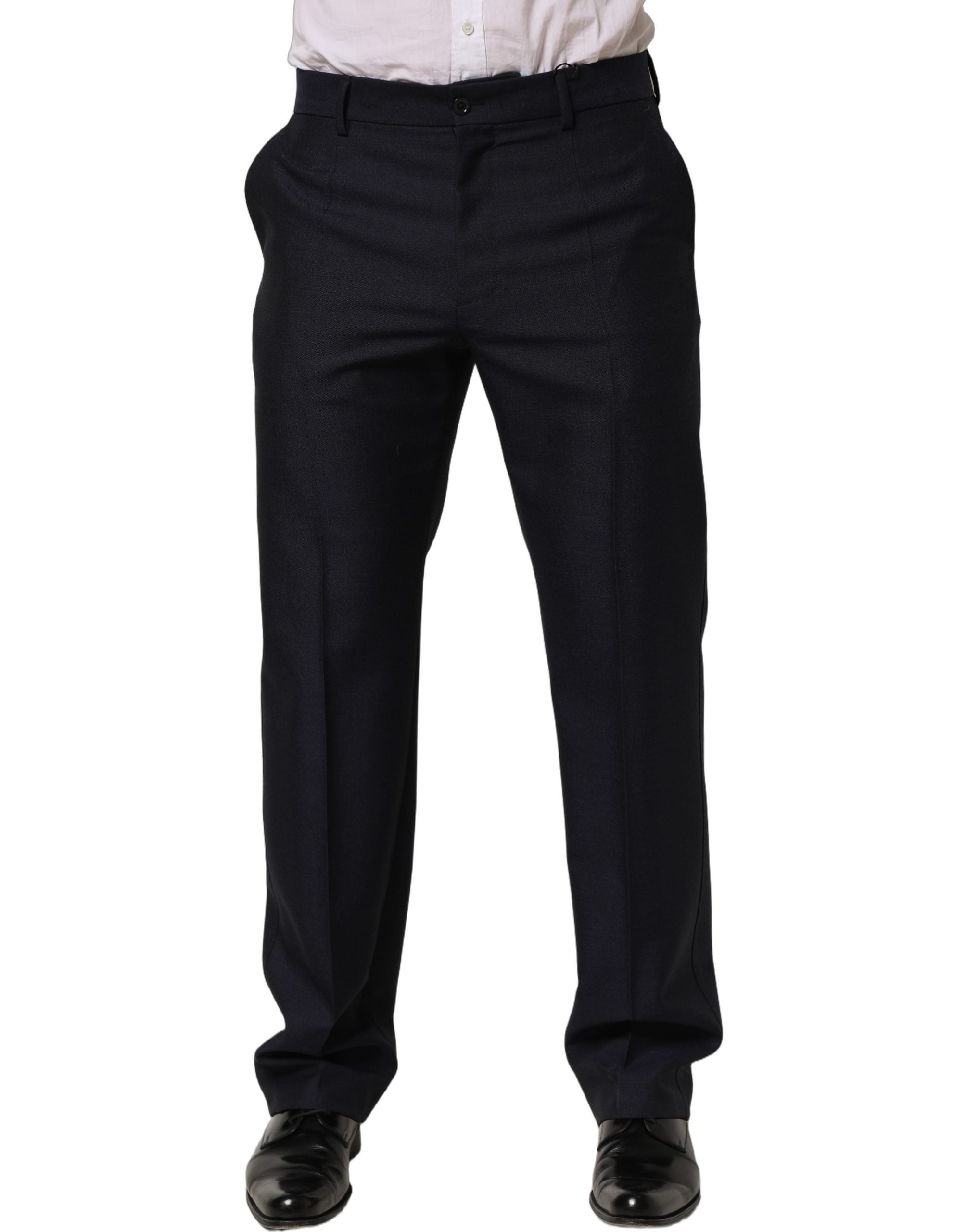 Dolce & Gabbana Black Wool Tapered Leg Dress Trouser Pants Dolce & Gabbana
