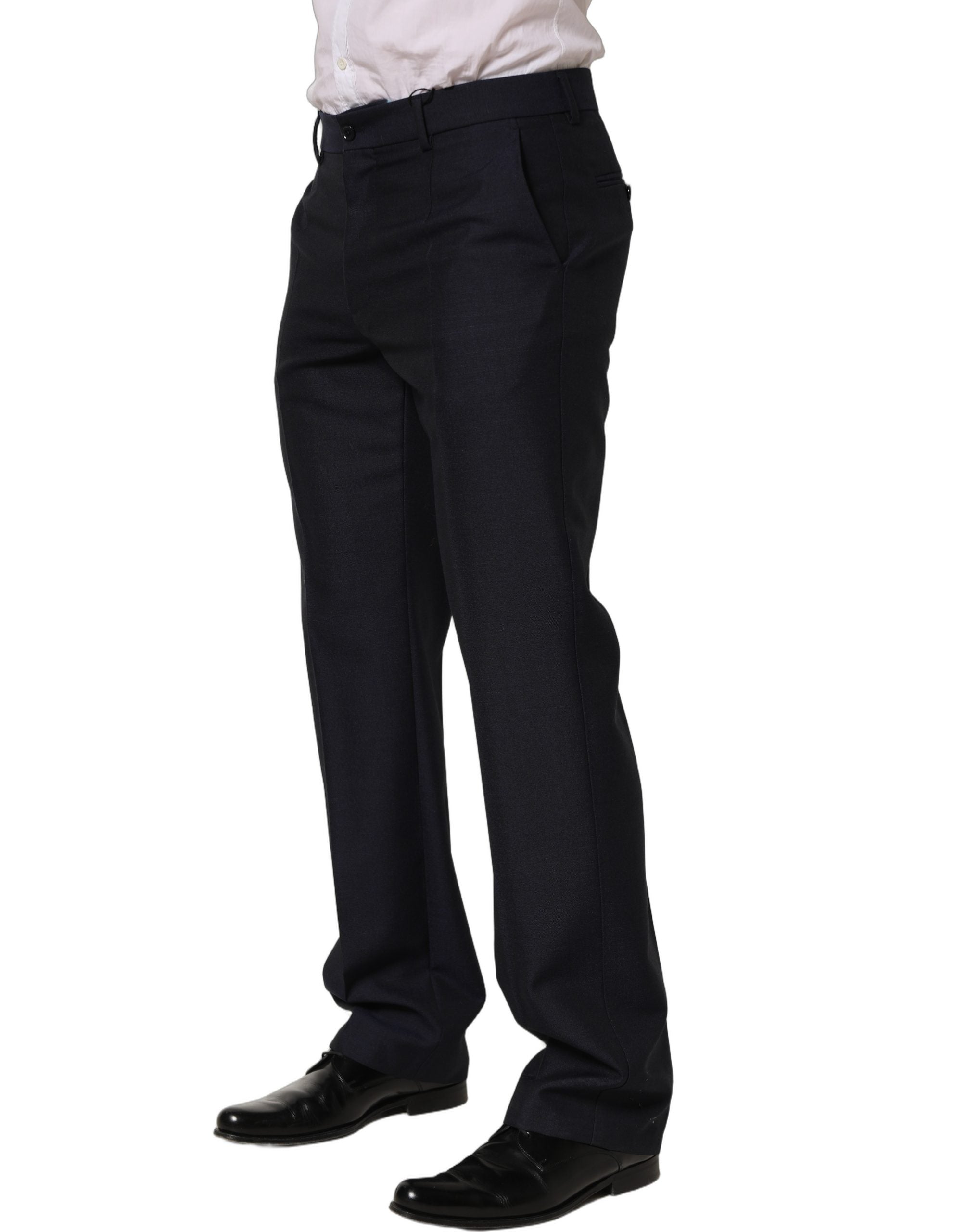 Dolce & Gabbana Black Wool Tapered Leg Dress Trouser Pants Dolce & Gabbana