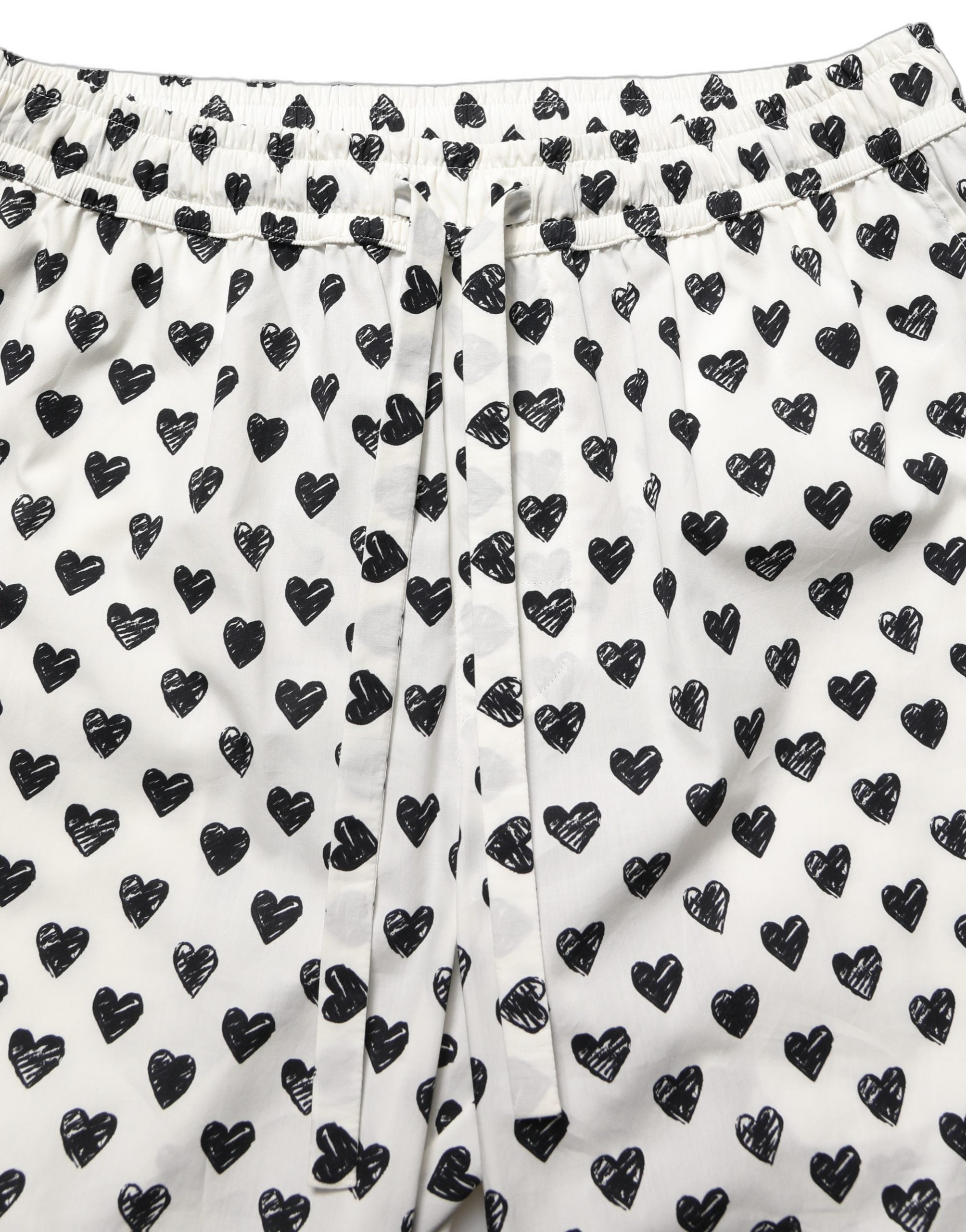 Dolce & Gabbana White Graphic Heart Print Men Trousers Pants Dolce & Gabbana