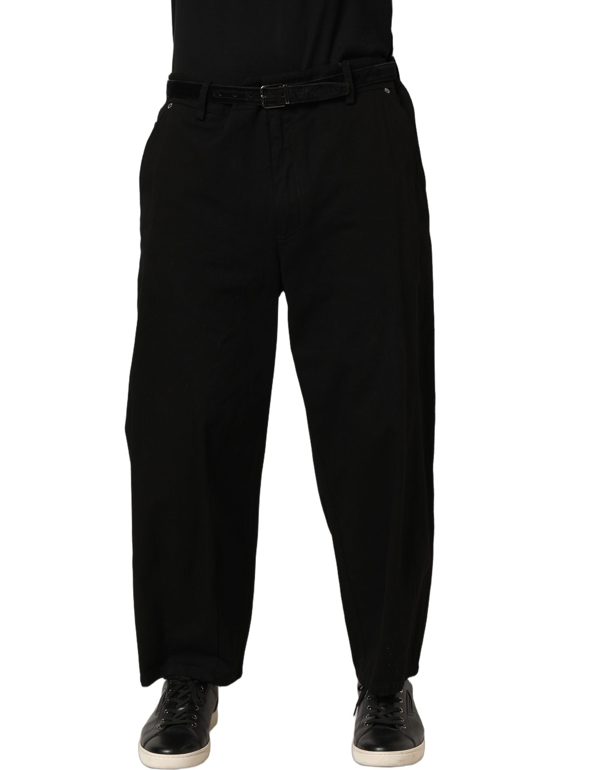 Dolce & Gabbana Black Mid Waist Straight Men Trouser Pants Dolce & Gabbana