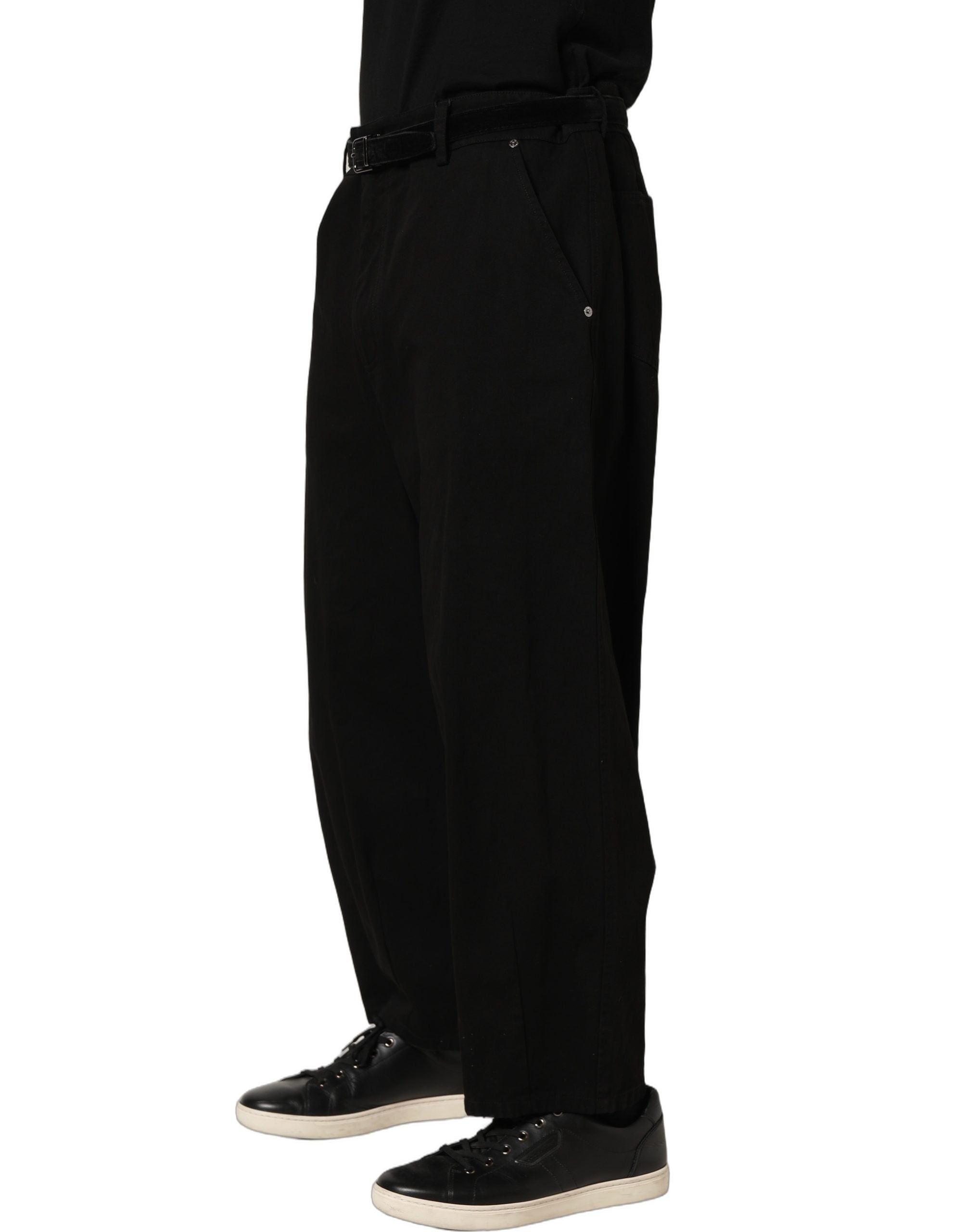 Dolce & Gabbana Black Mid Waist Straight Men Trouser Pants Dolce & Gabbana