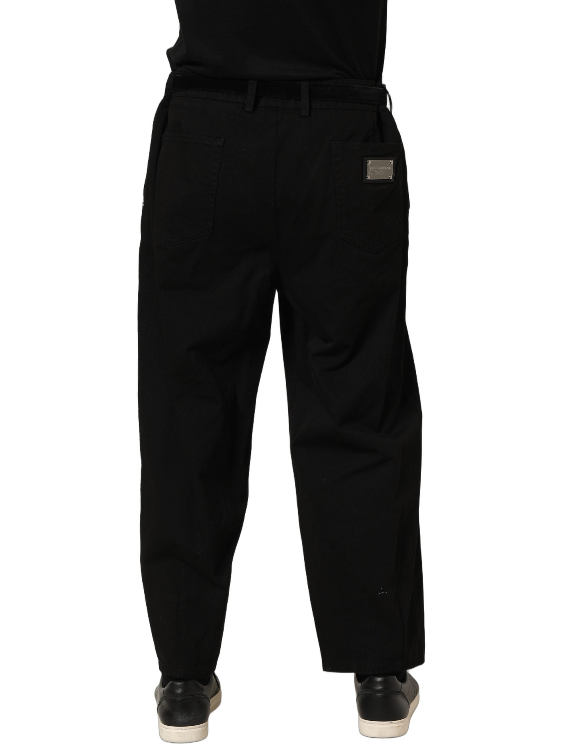 Dolce & Gabbana Black Mid Waist Straight Men Trouser Pants Dolce & Gabbana