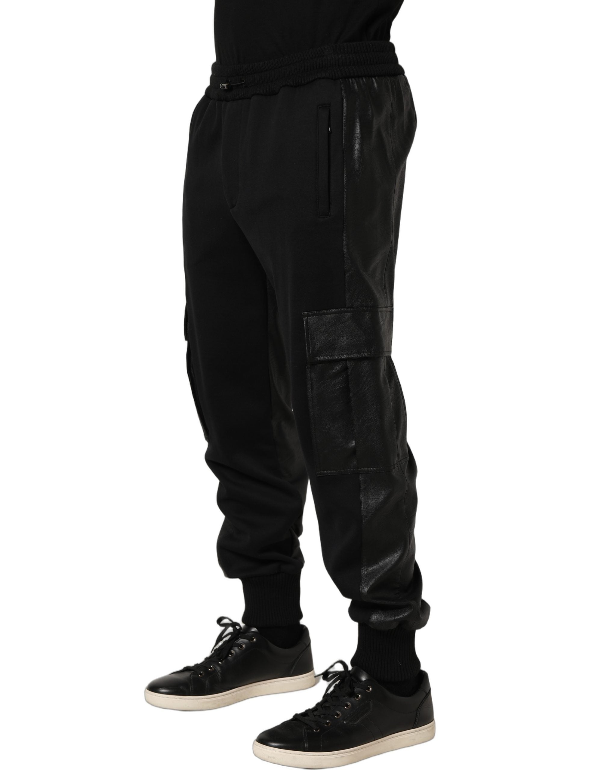 Dolce & Gabbana Black Mid Waist Cargo Jogger Sweatpants Pants Dolce & Gabbana