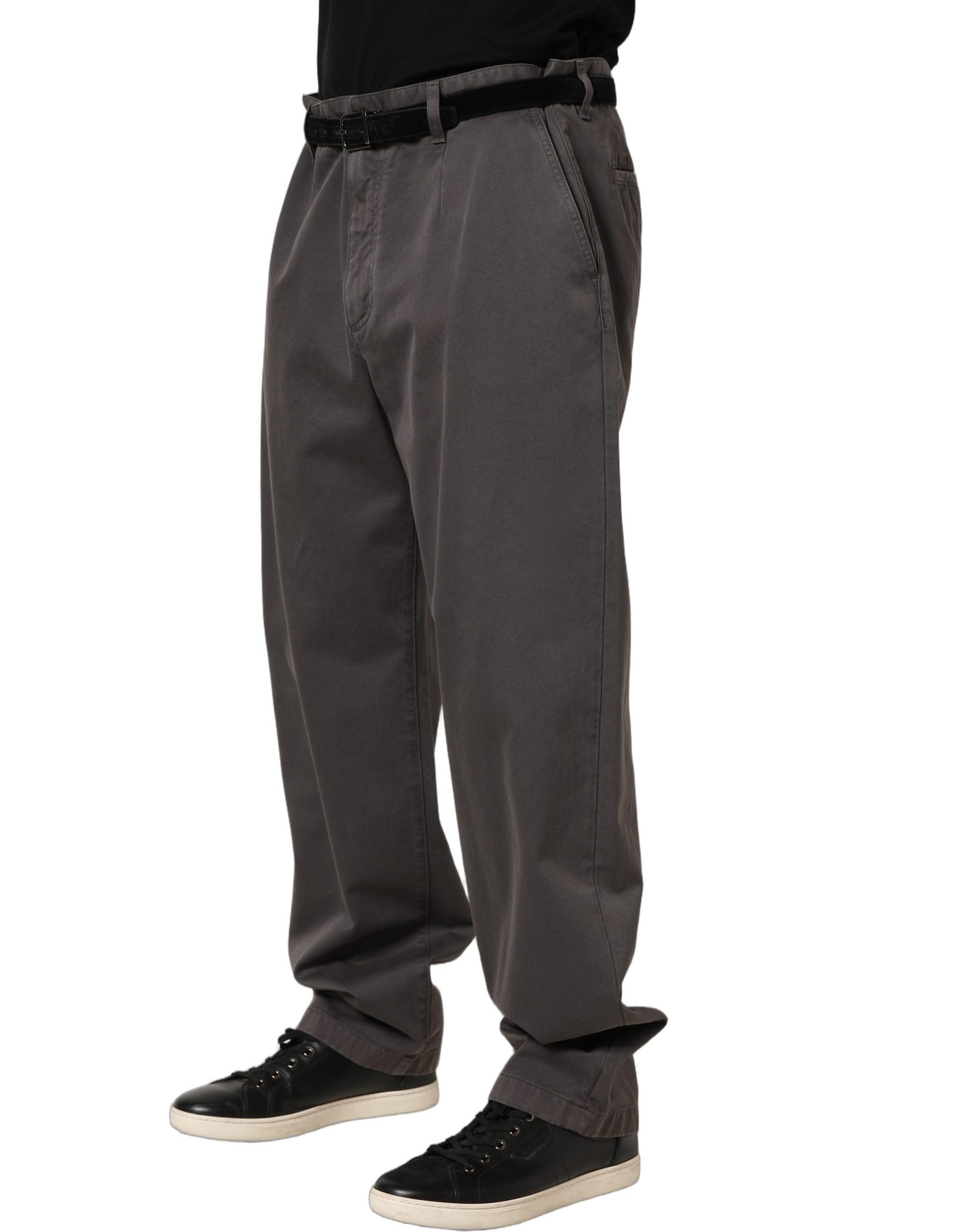 Dolce & Gabbana Dark Gray MidWaist Straight Men Trouser Pants Dolce & Gabbana