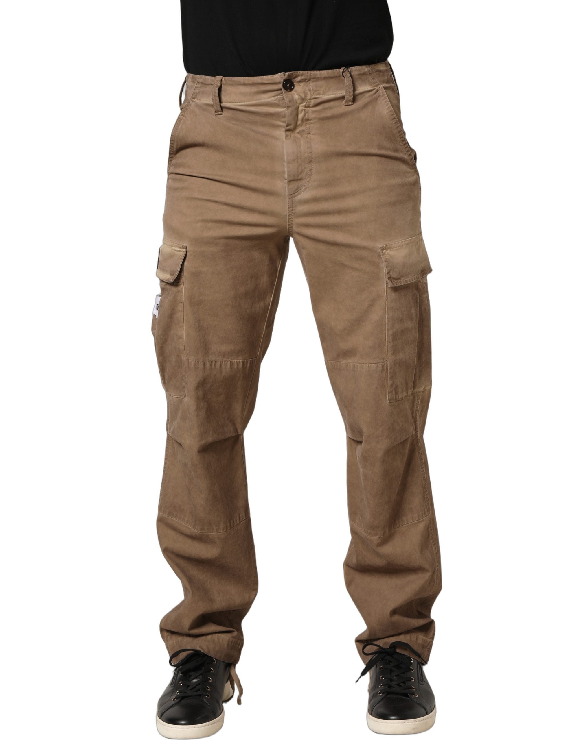 Dolce & Gabbana Brown Mid Waist Cargo Straight Trouser Pants Dolce & Gabbana