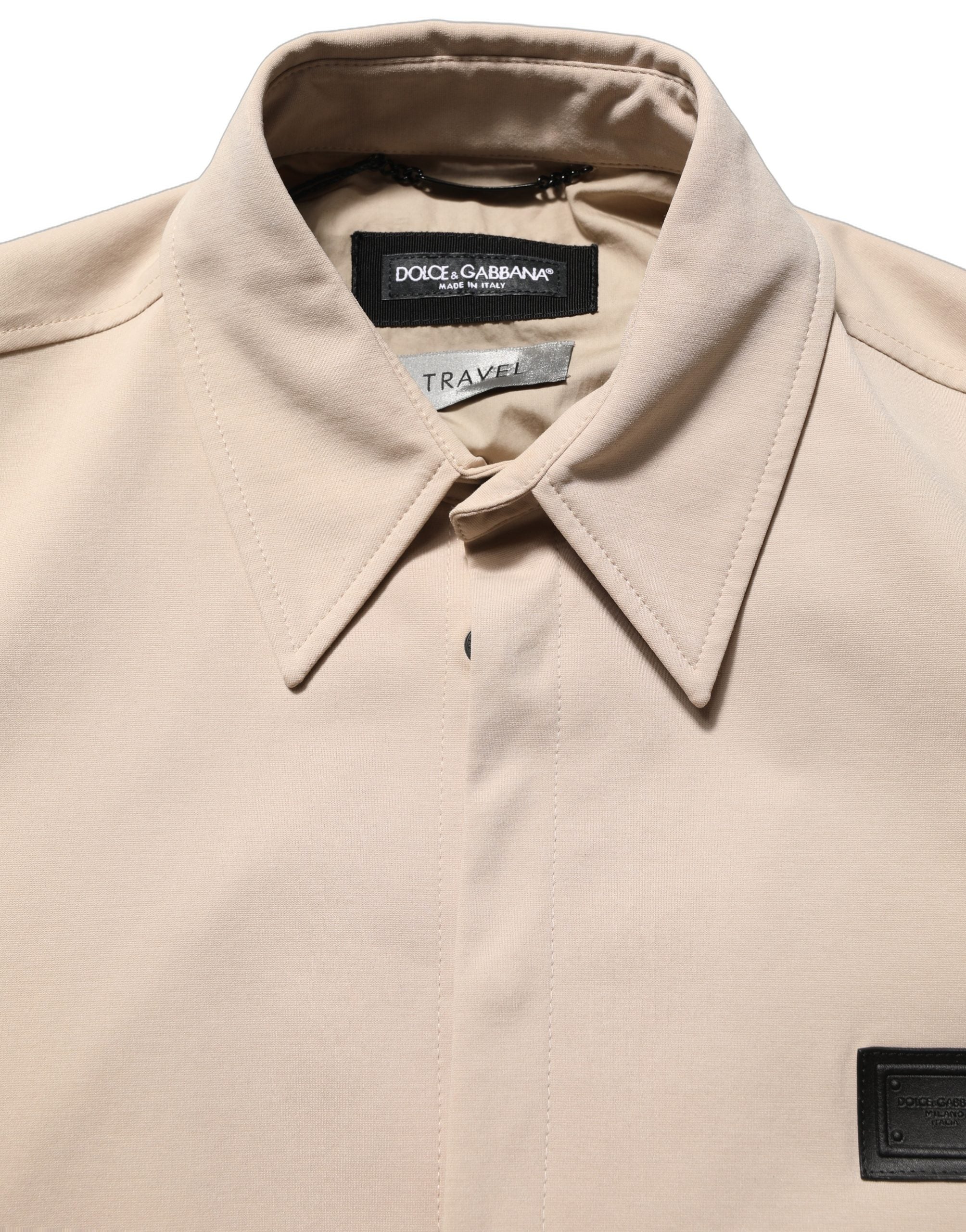 Dolce & Gabbana Beige Logo Overshirt Cotton Men Casual Shirt Dolce & Gabbana