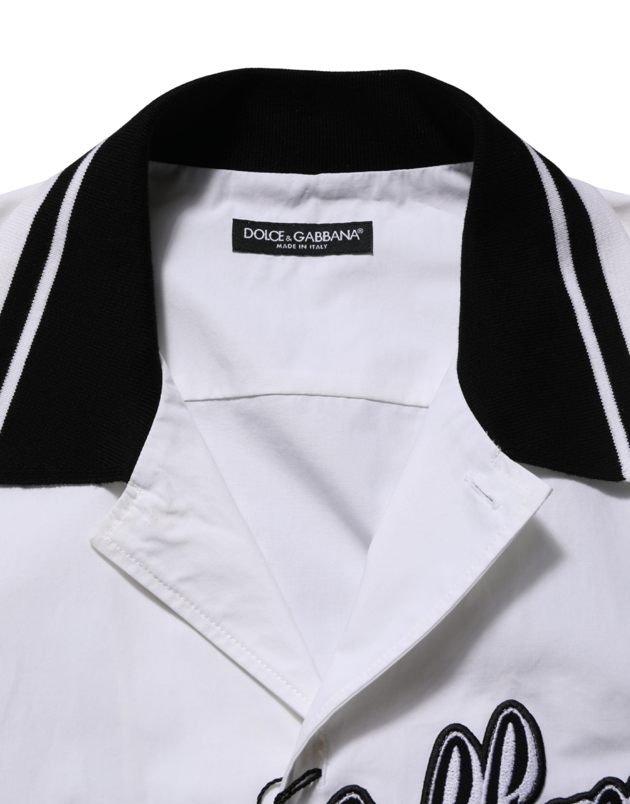 Dolce & Gabbana White LogoPatch Cotton Baseball Casual Shirt Dolce & Gabbana