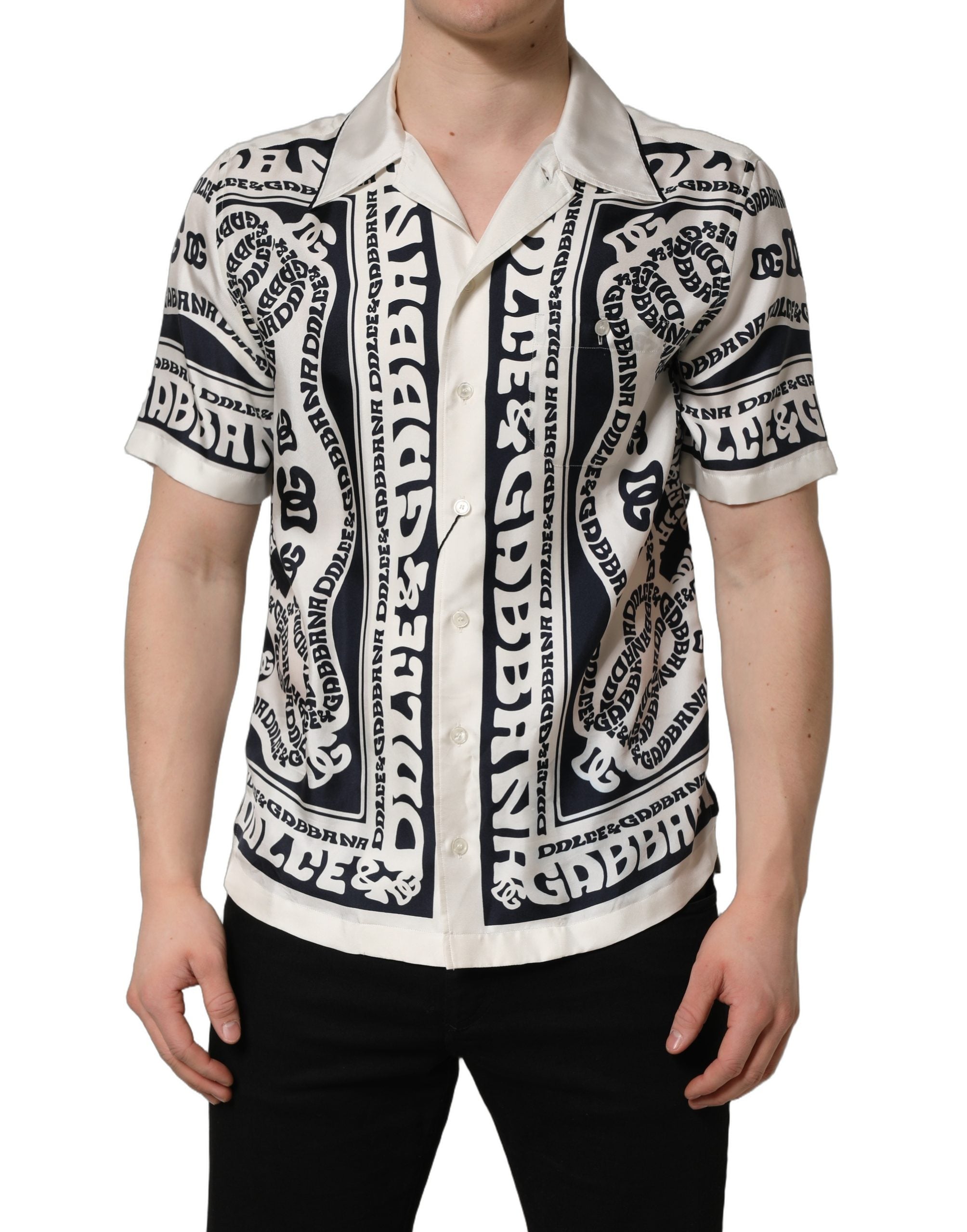 Dolce & Gabbana Black White Logo Bandana Short Sleeves Shirt Dolce & Gabbana