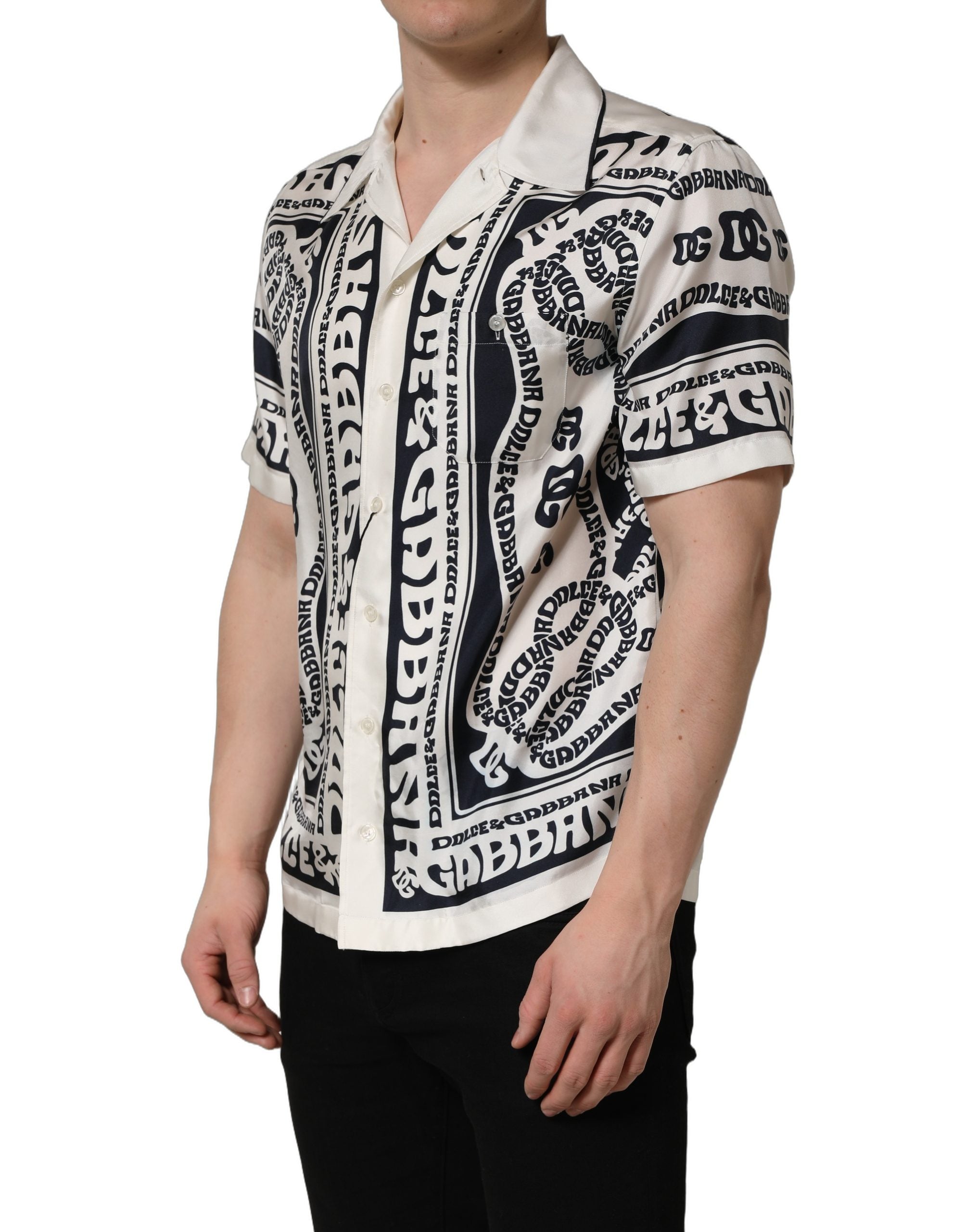 Dolce & Gabbana Black White Logo Bandana Short Sleeves Shirt Dolce & Gabbana