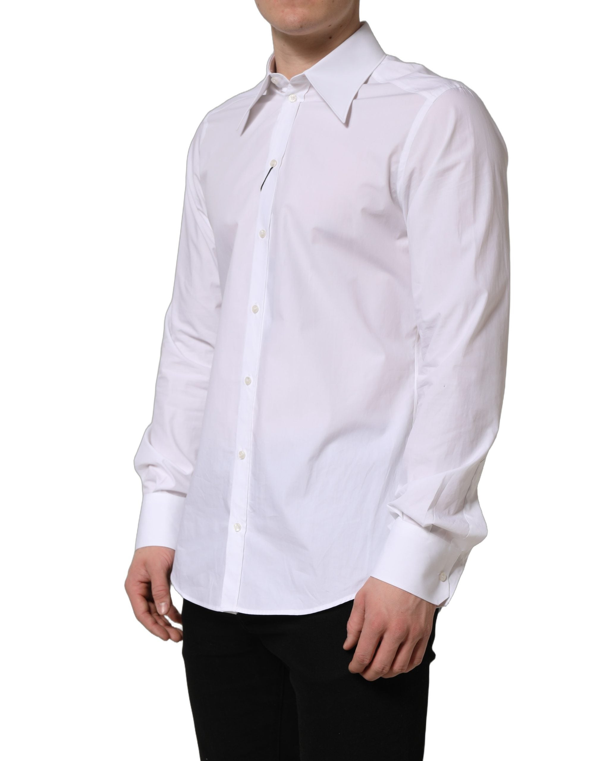 Dolce & Gabbana White MARTINI Long Sleeves Men Dress Shirt Dolce & Gabbana
