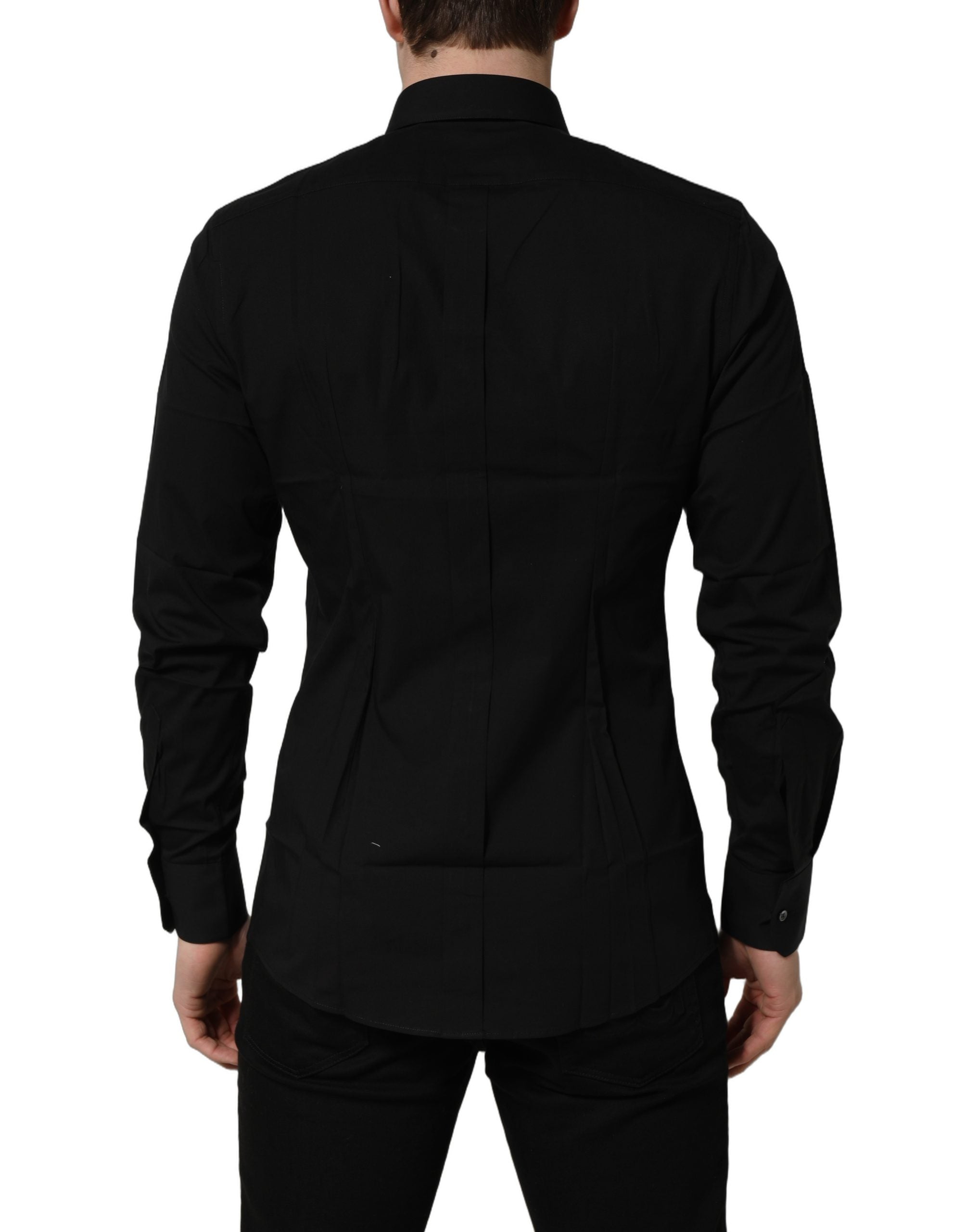 Dolce & Gabbana Black Cotton Stretch GOLD Fit Dress Shirt Dolce & Gabbana