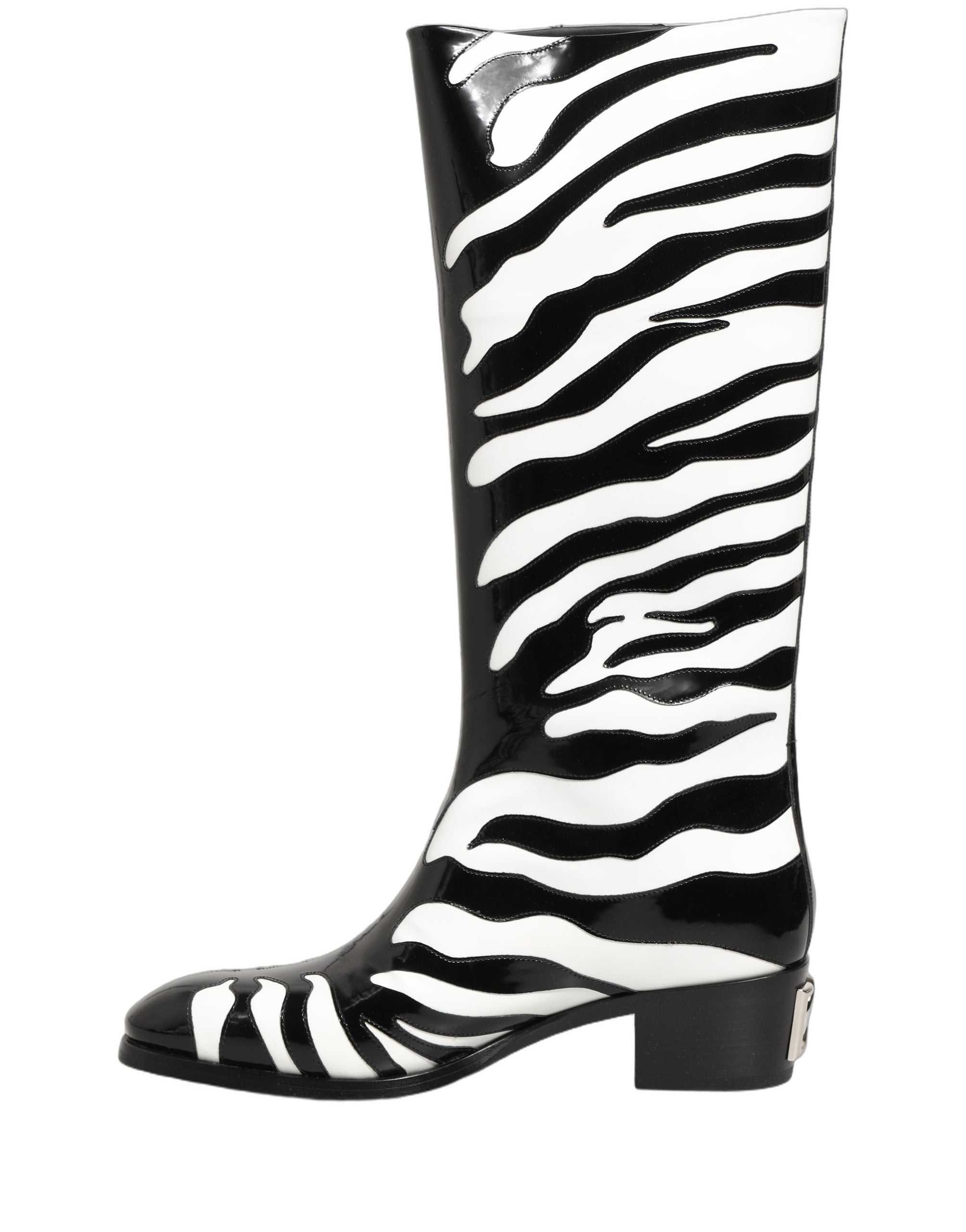 Dolce & Gabbana Black White Zebra Knee High Men Boots Shoes Dolce & Gabbana