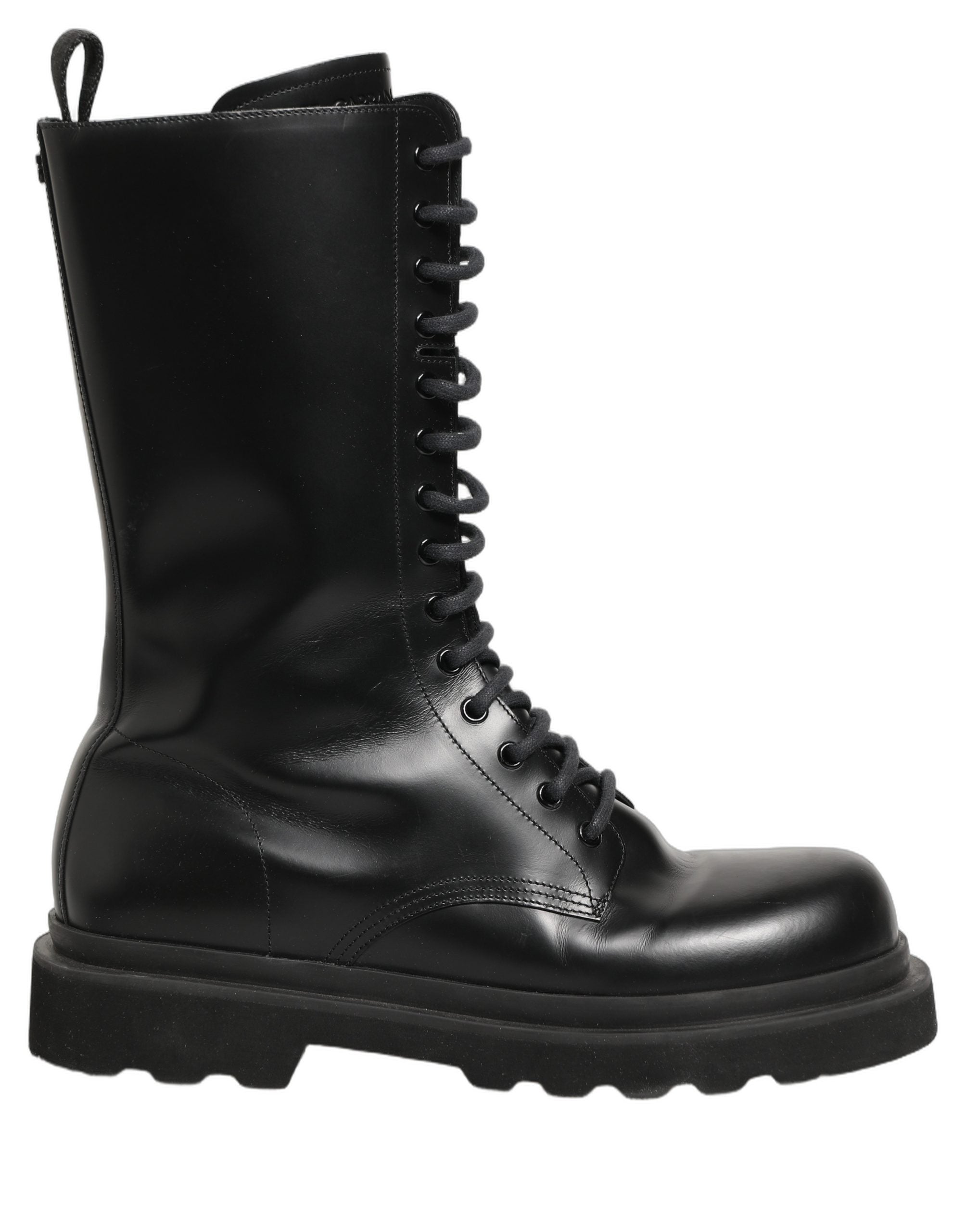 Dolce & Gabbana Black Leather Lace Up Men Combat Boots Shoes Dolce & Gabbana