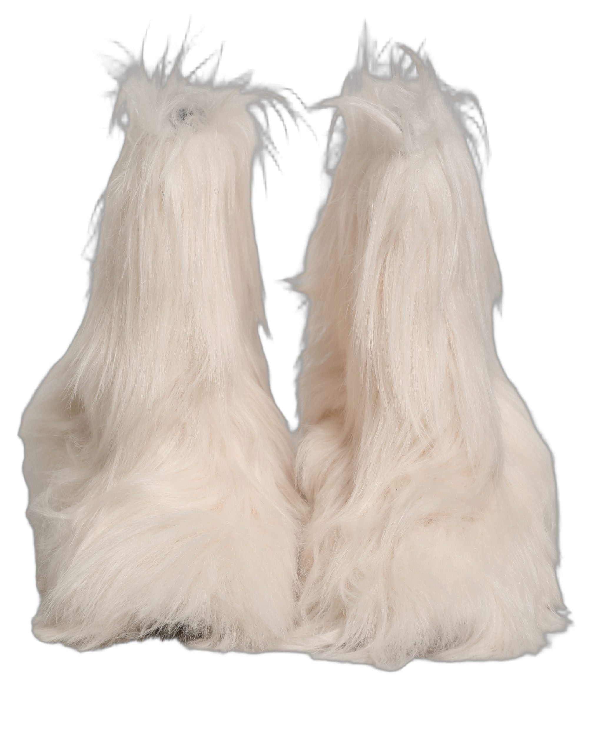 Dolce & Gabbana White Faux Fur Mid Calf Men Boots Shoes Dolce & Gabbana