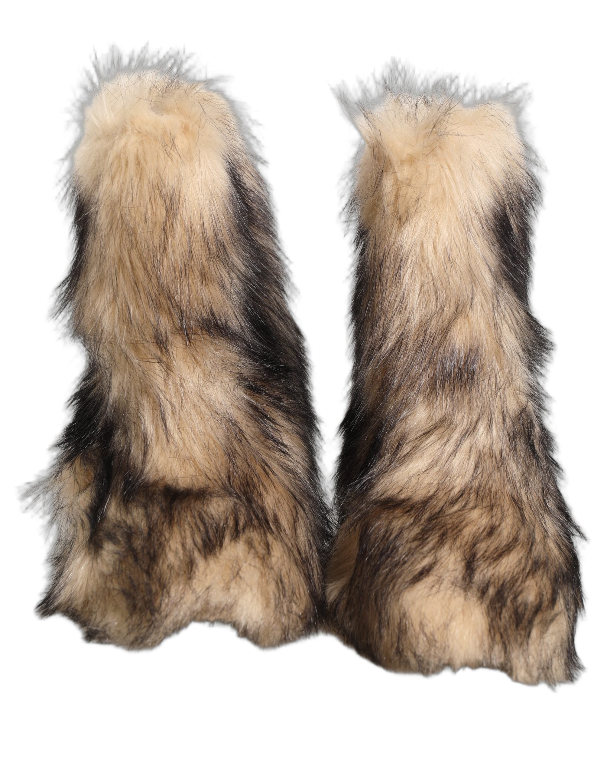 Dolce & Gabbana Brown Faux Fur Mid Calf Men Boots Shoes Dolce & Gabbana