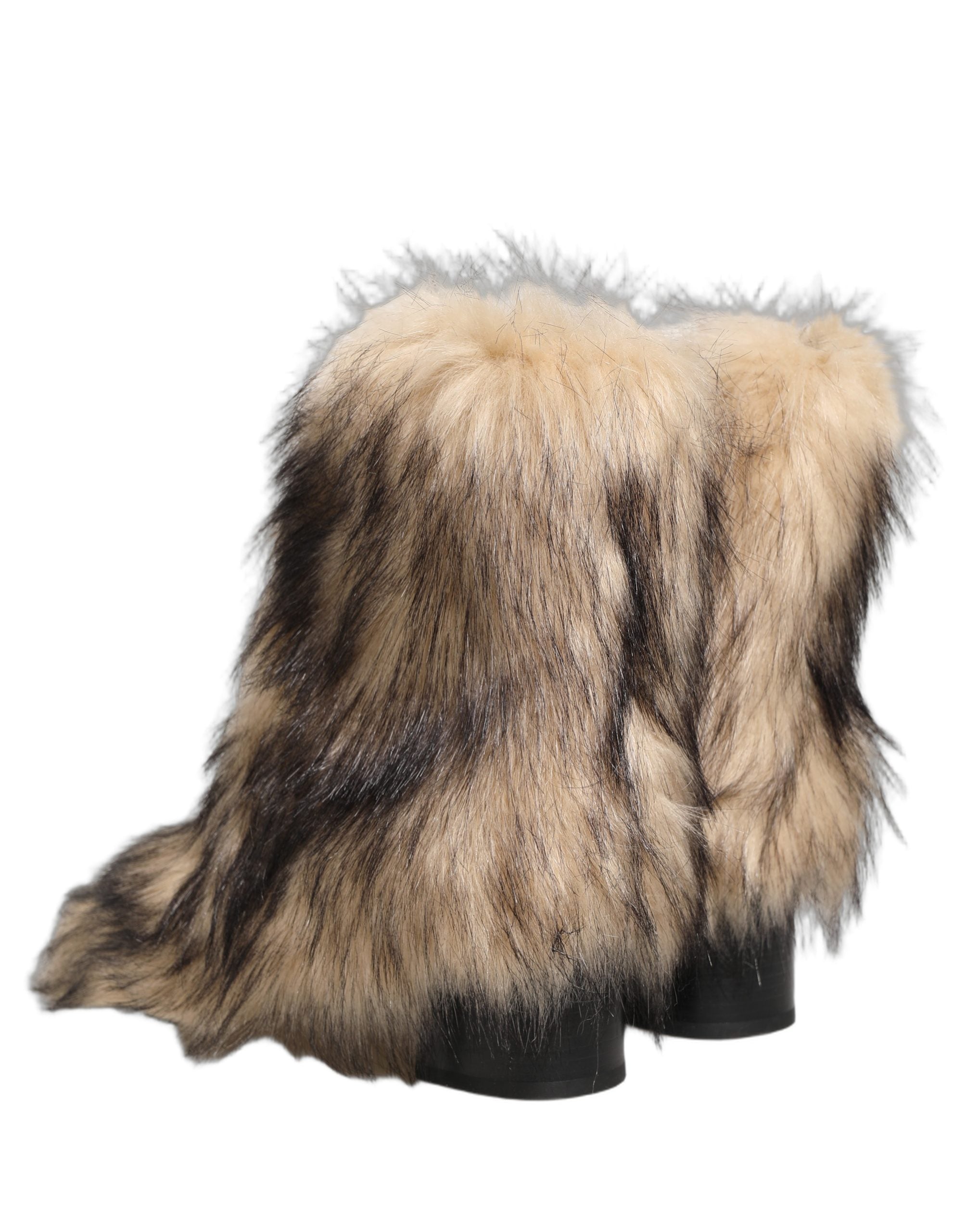 Dolce & Gabbana Brown Faux Fur Mid Calf Men Boots Shoes Dolce & Gabbana