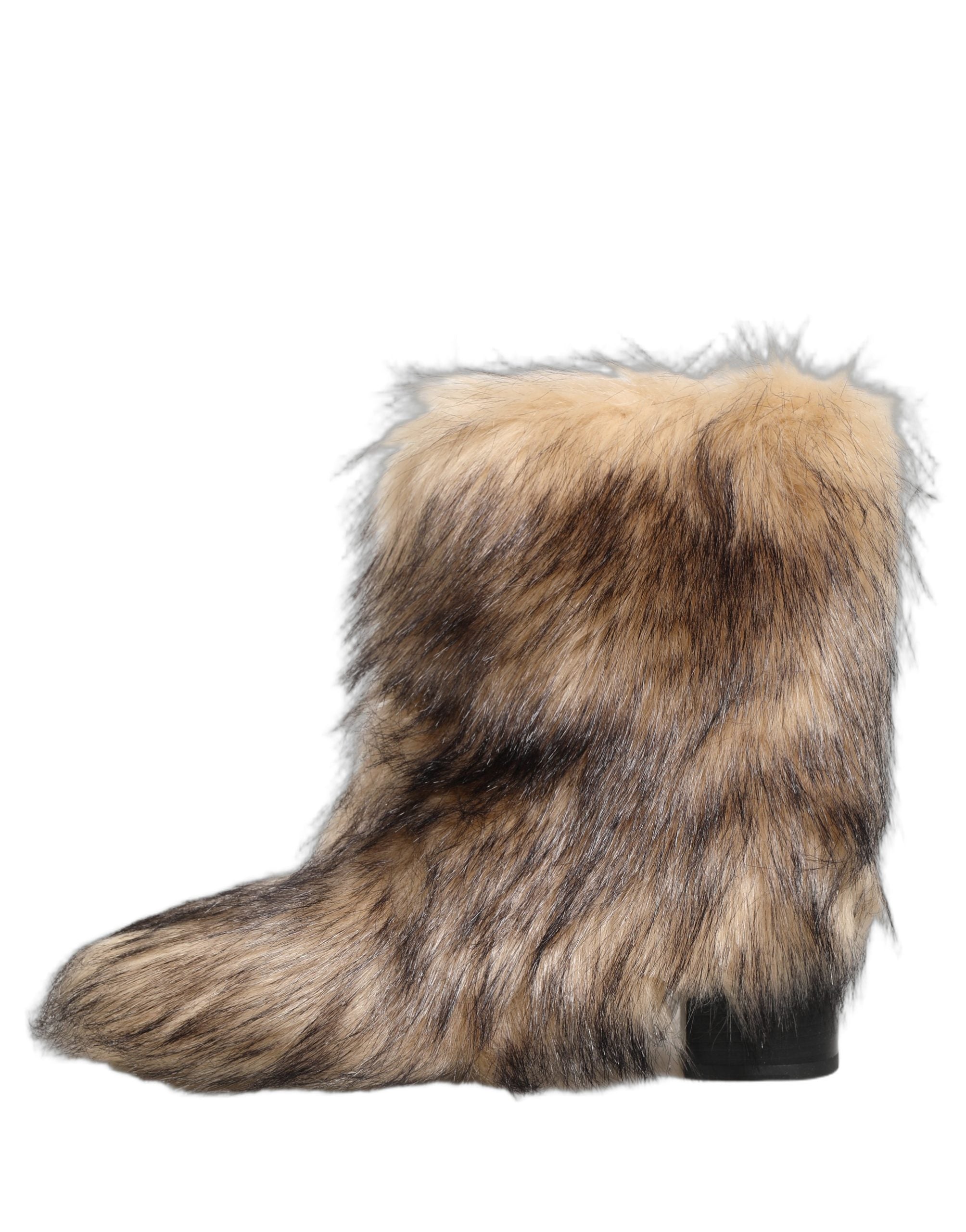 Dolce & Gabbana Brown Faux Fur Mid Calf Men Boots Shoes Dolce & Gabbana