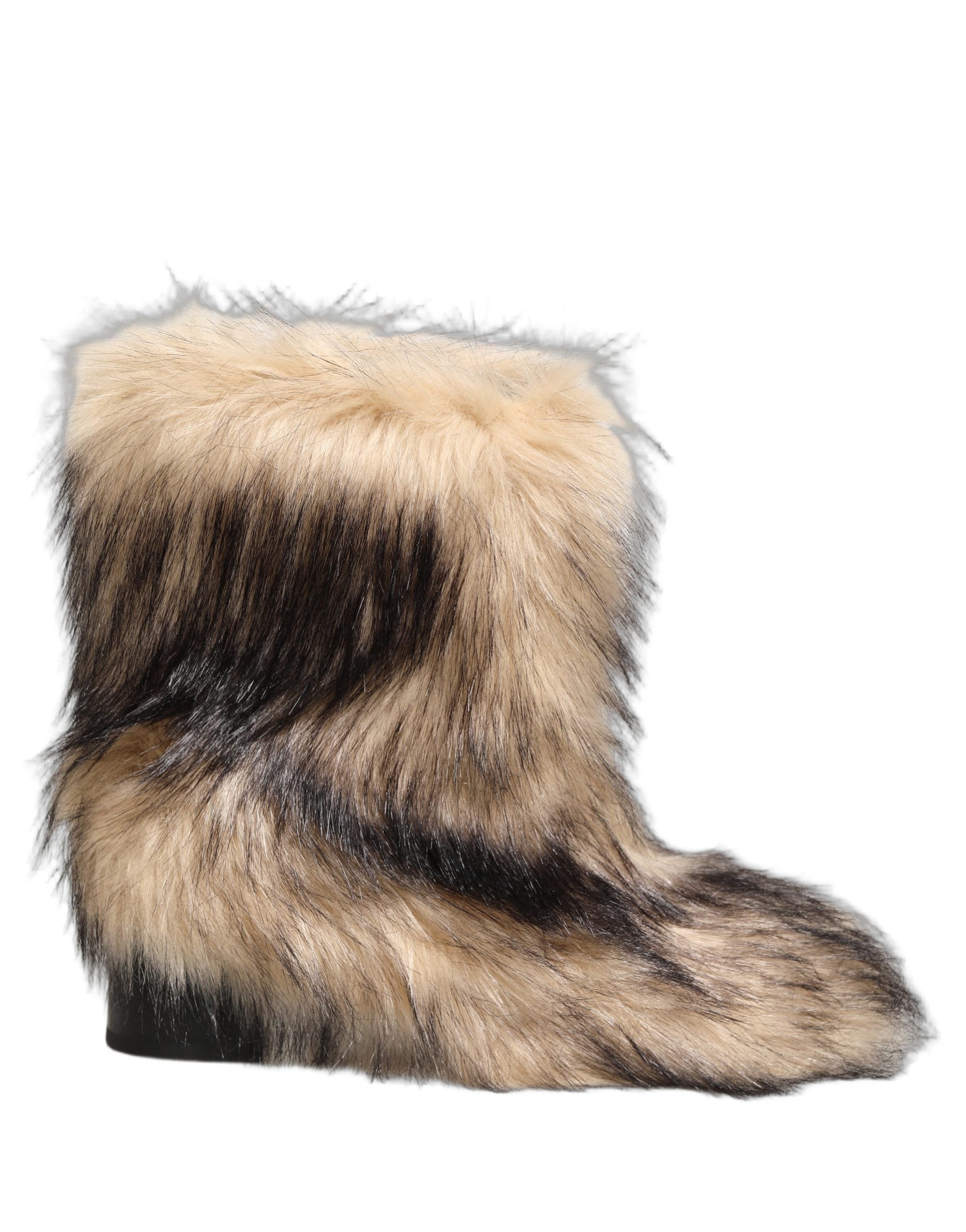 Dolce & Gabbana Brown Faux Fur Mid Calf Men Boots Shoes Dolce & Gabbana
