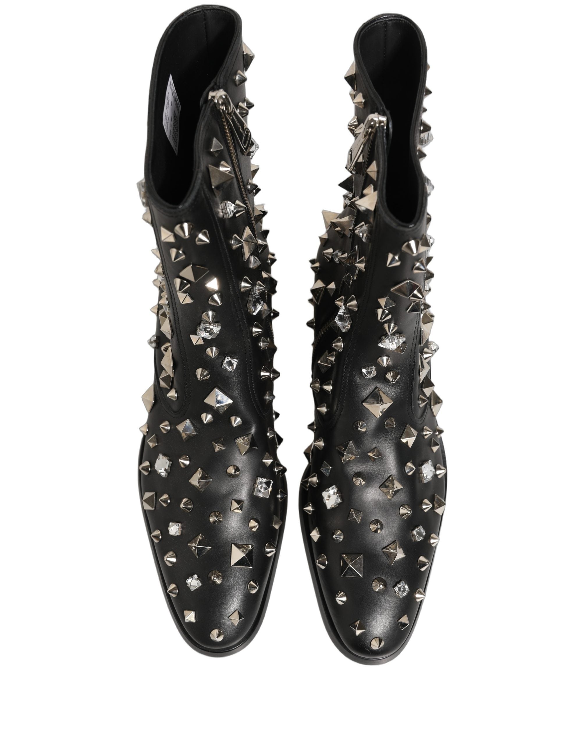 Dolce & Gabbana Black Crystal Embellished Short Boots Shoes Dolce & Gabbana