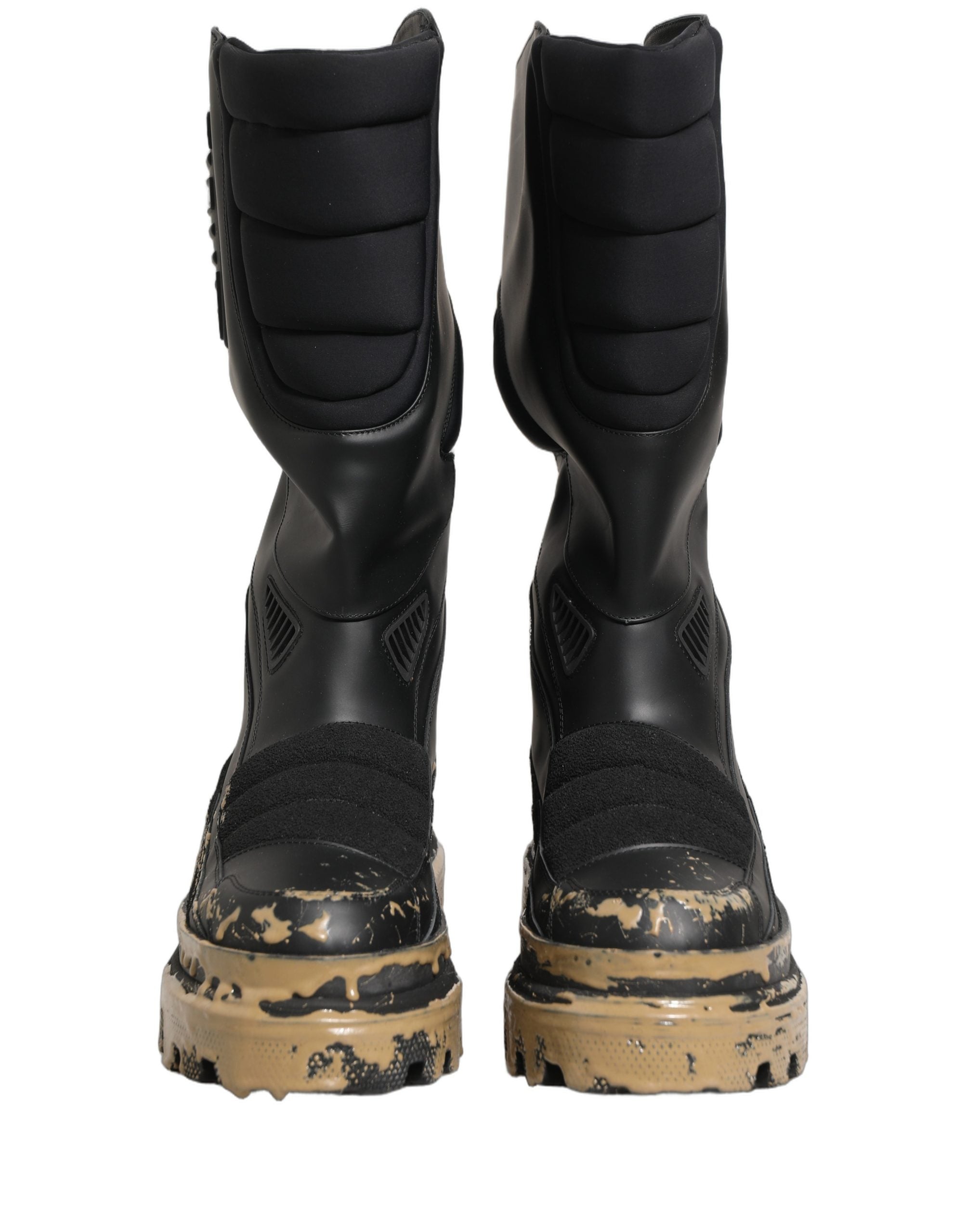 Dolce & Gabbana Black Leather Biker Mid Calf Men Boots Shoes Dolce & Gabbana