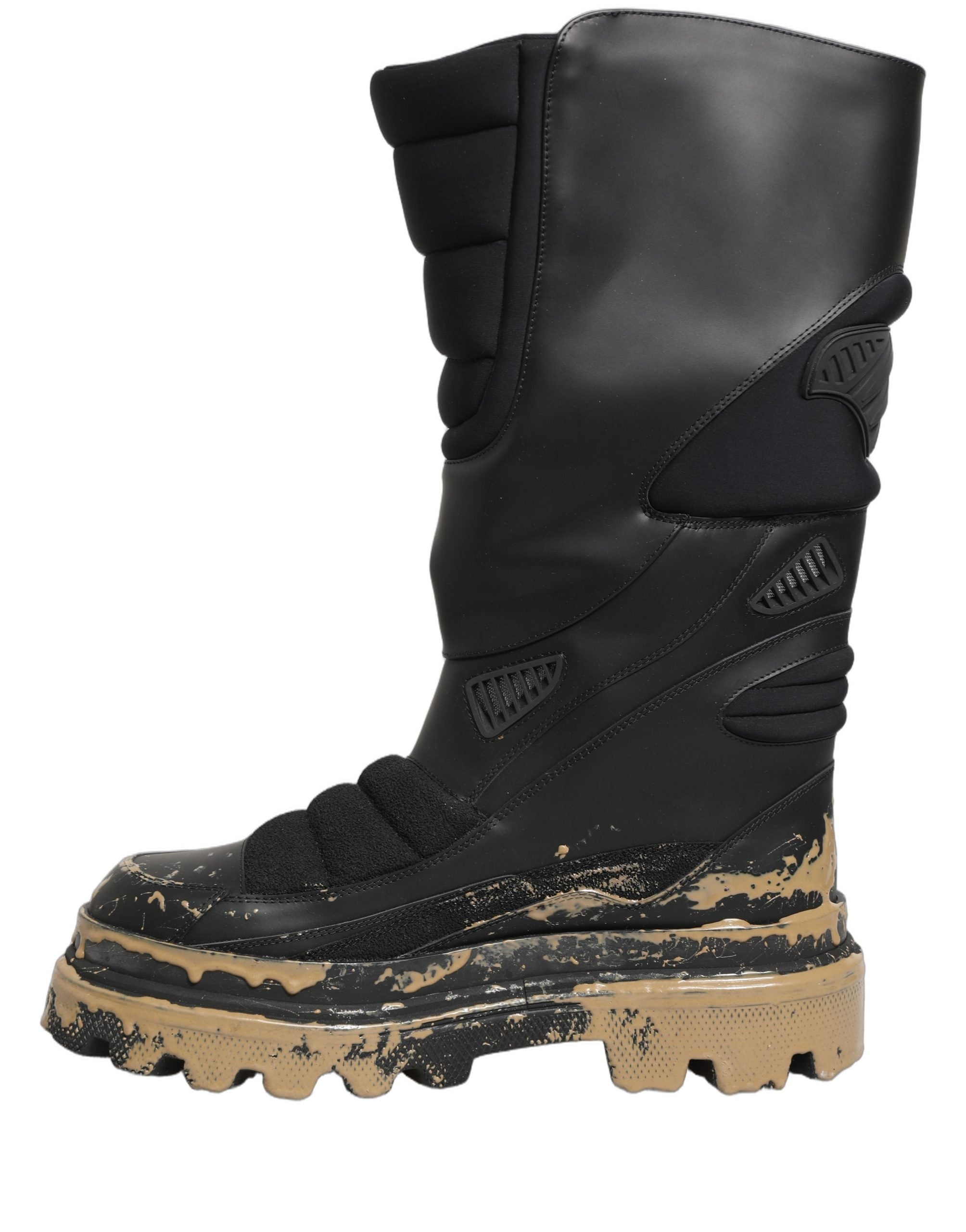 Dolce & Gabbana Black Leather Biker Mid Calf Men Boots Shoes Dolce & Gabbana