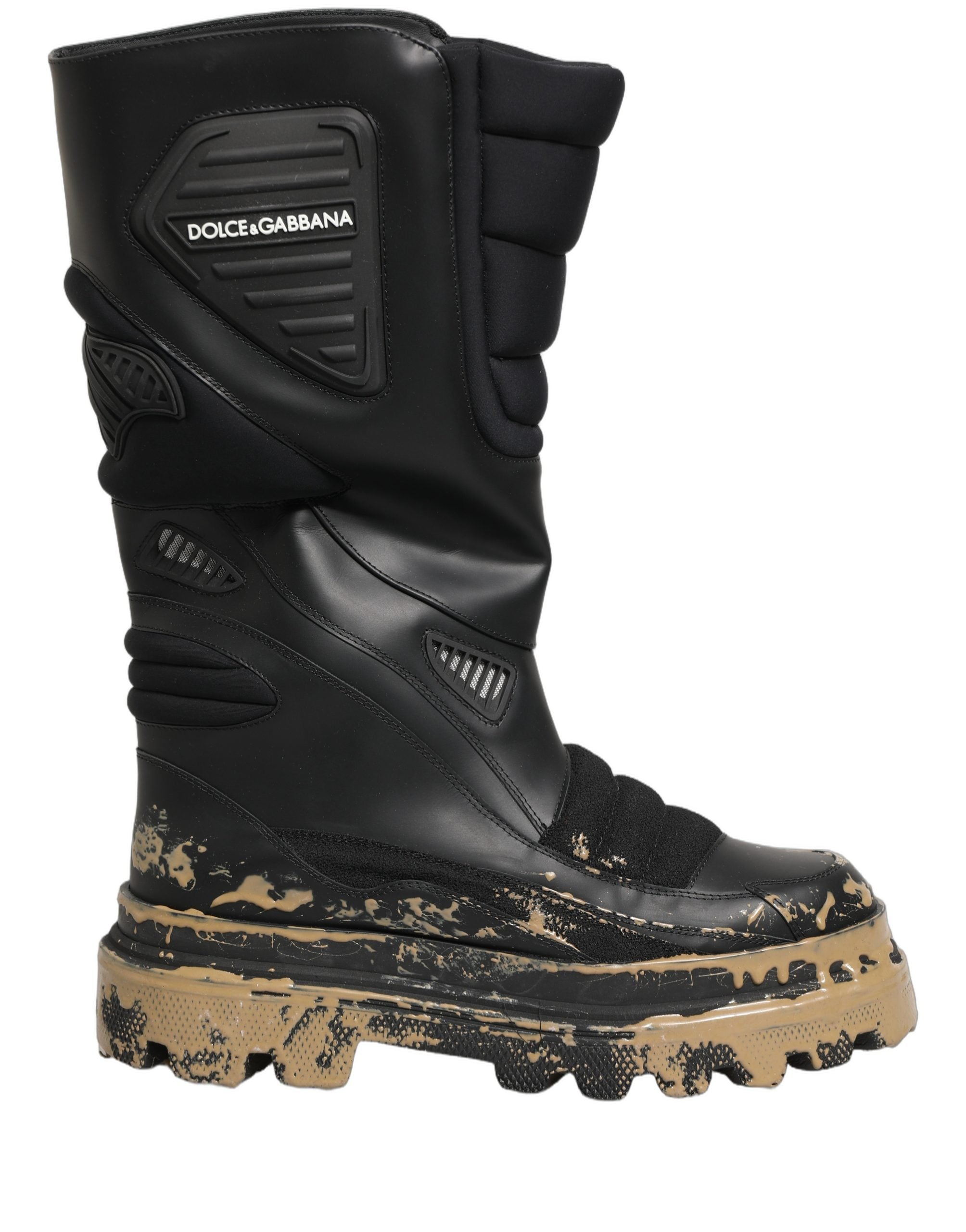 Dolce & Gabbana Black Leather Biker Mid Calf Men Boots Shoes Dolce & Gabbana