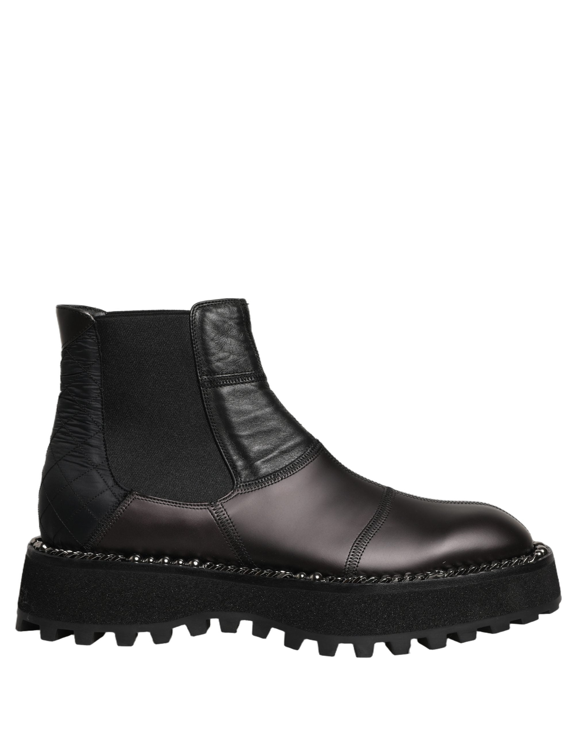 Dolce & Gabbana Black Chelsea Boots Leather Slip On Men Shoes Dolce & Gabbana