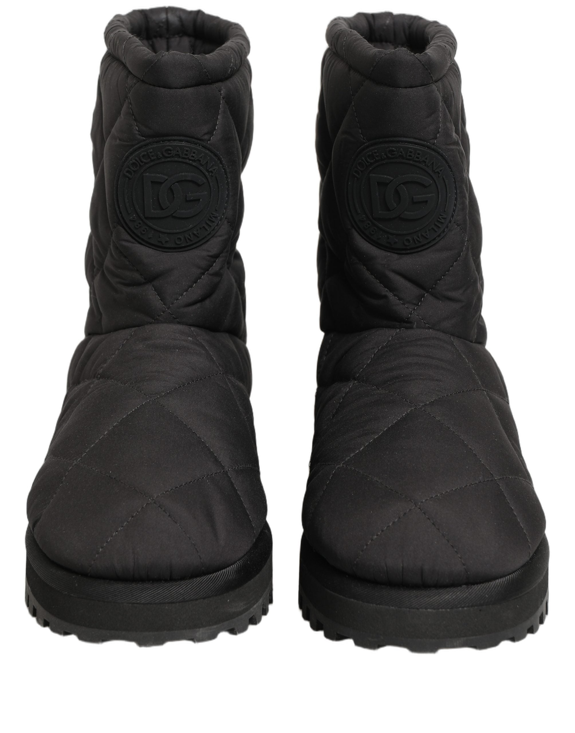 Dolce & Gabbana Black Quilted Effect Mid Calf Boots Shoes Dolce & Gabbana