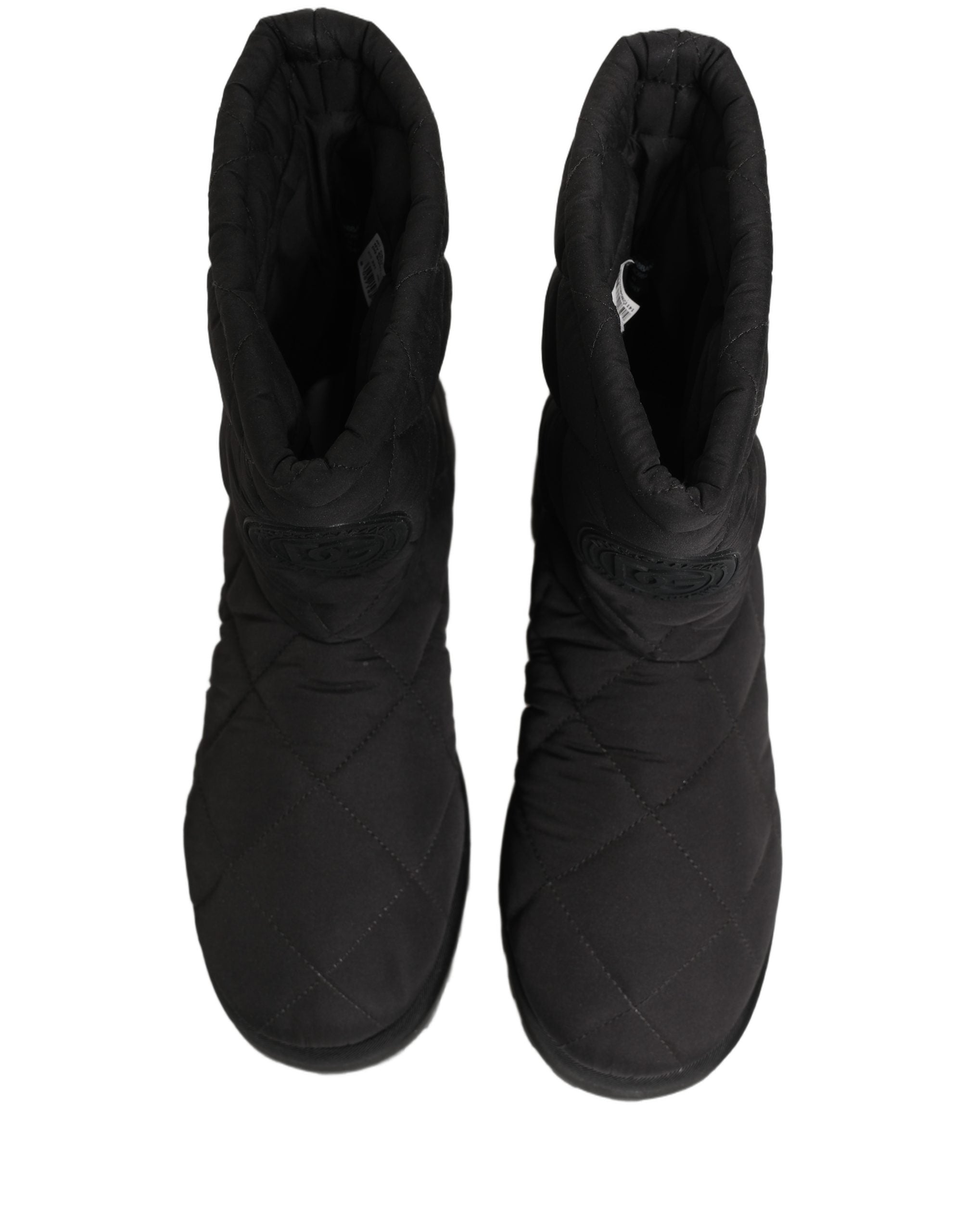 Dolce & Gabbana Black Quilted Effect Mid Calf Boots Shoes Dolce & Gabbana