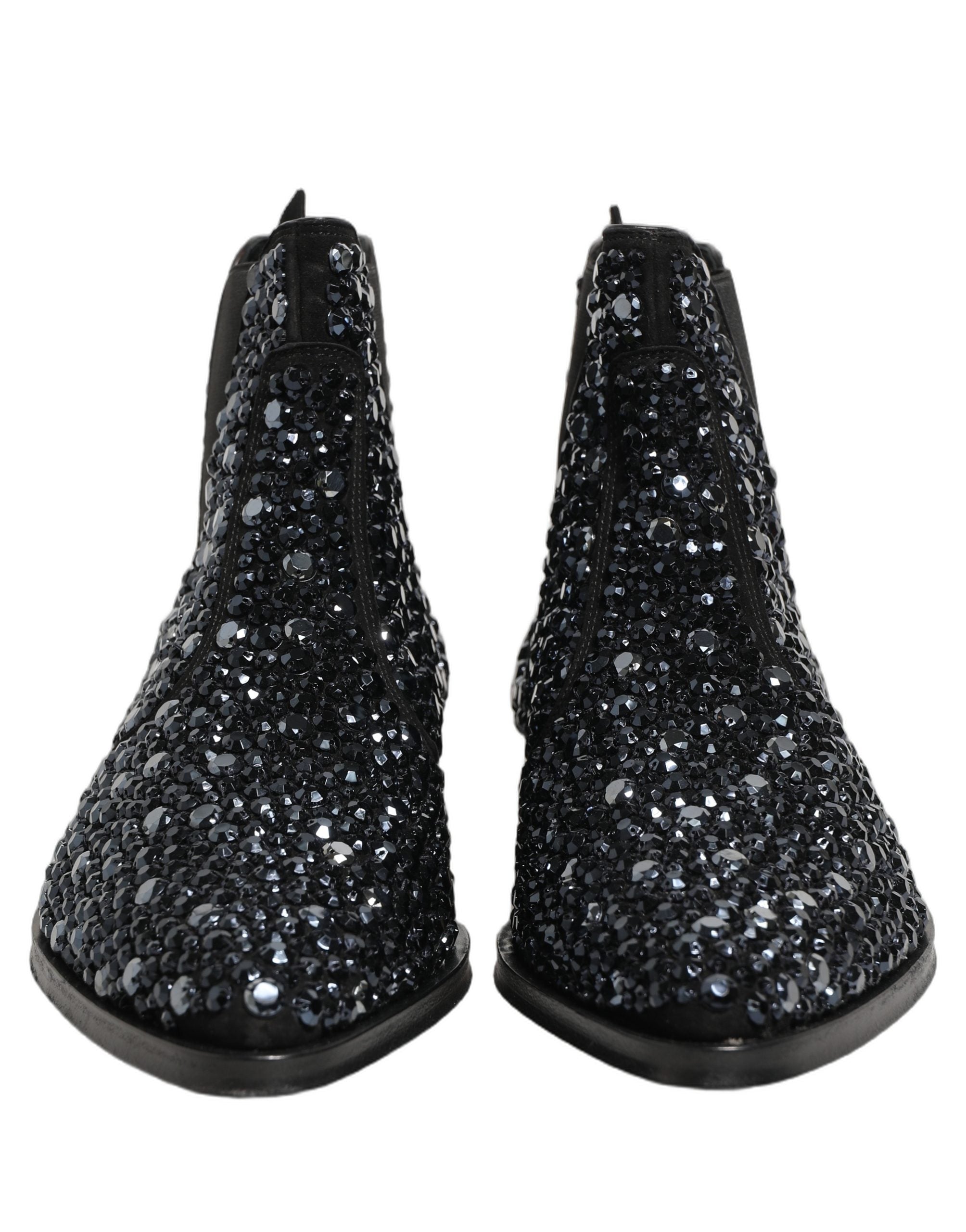 Dolce & Gabbana Black Embellished Chelsea Ankle Boots Shoes Dolce & Gabbana