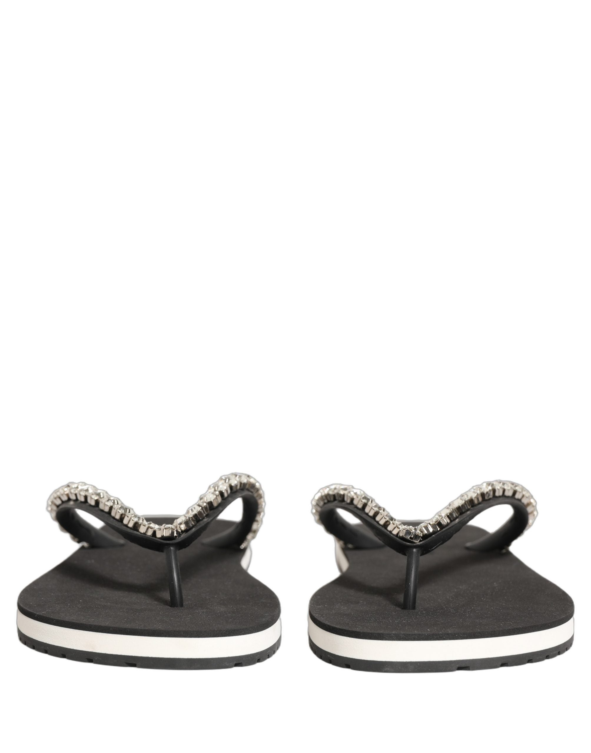 Dolce & Gabbana Black Embellished Rubber Flip Flops Men Shoes Dolce & Gabbana