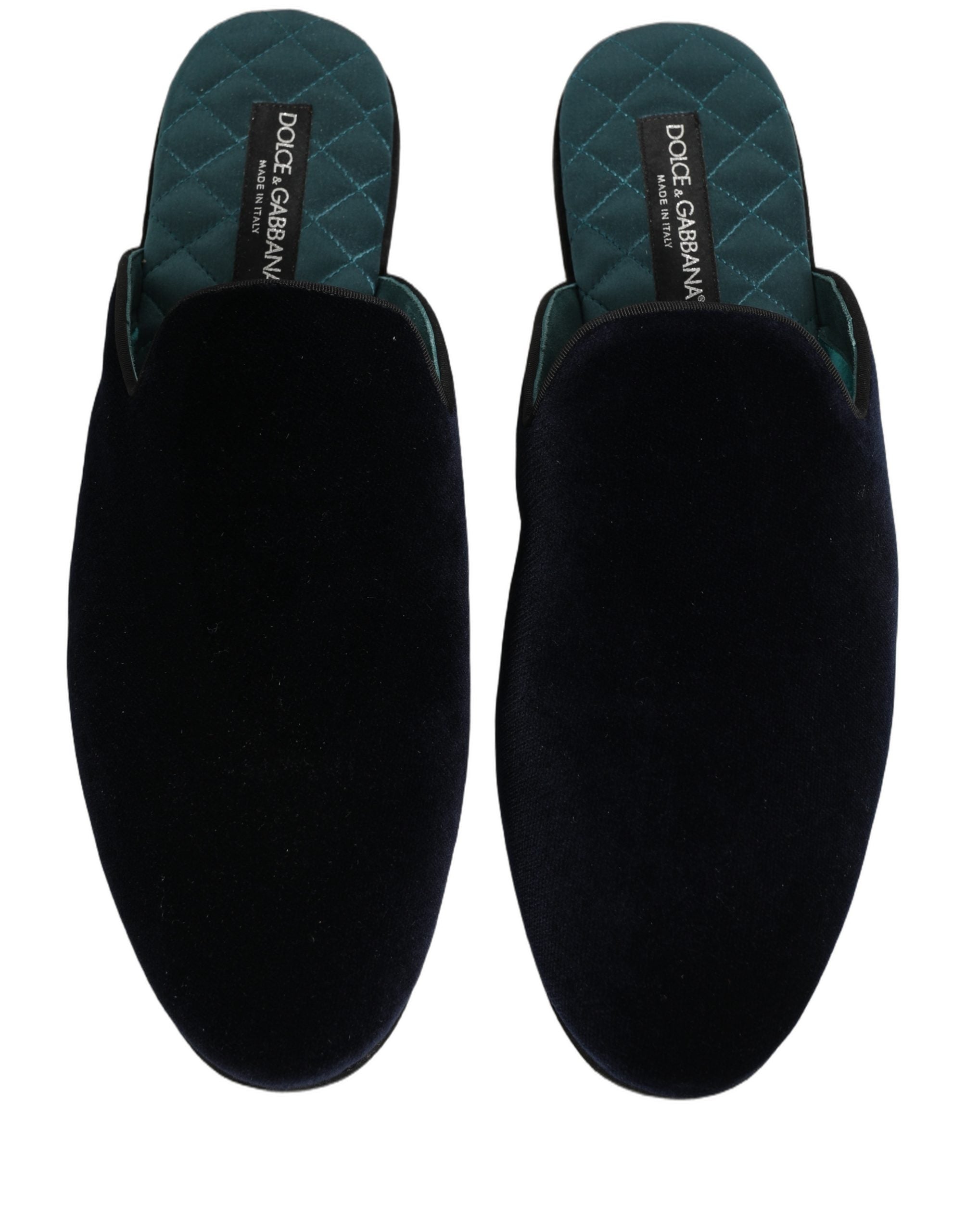 Dolce & Gabbana Dark Blue Suede Slides Flat Slipper Men Shoes Dolce & Gabbana