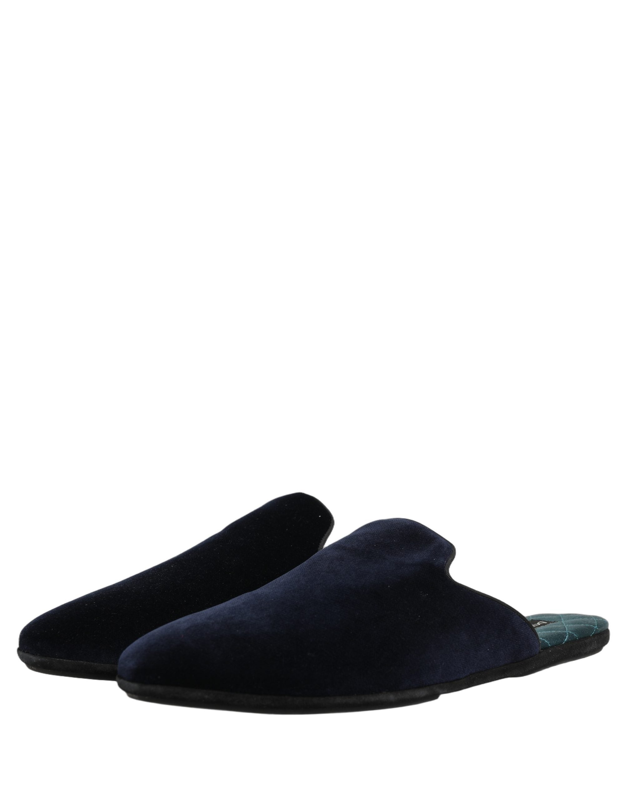 Dolce & Gabbana Dark Blue Suede Slides Flat Slipper Men Shoes Dolce & Gabbana