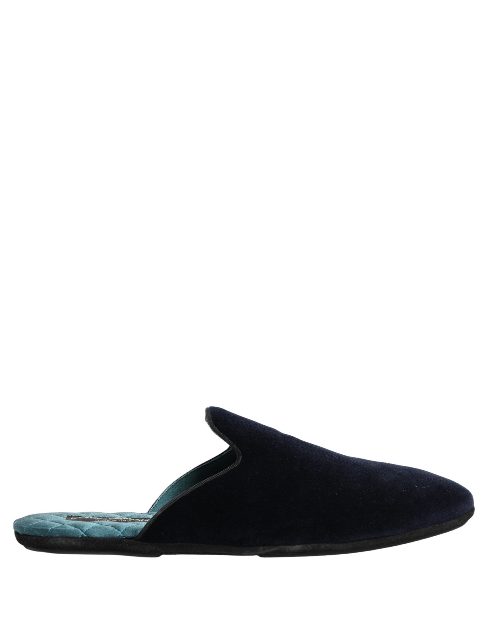 Dolce & Gabbana Dark Blue Suede Slides Flat Slipper Men Shoes Dolce & Gabbana