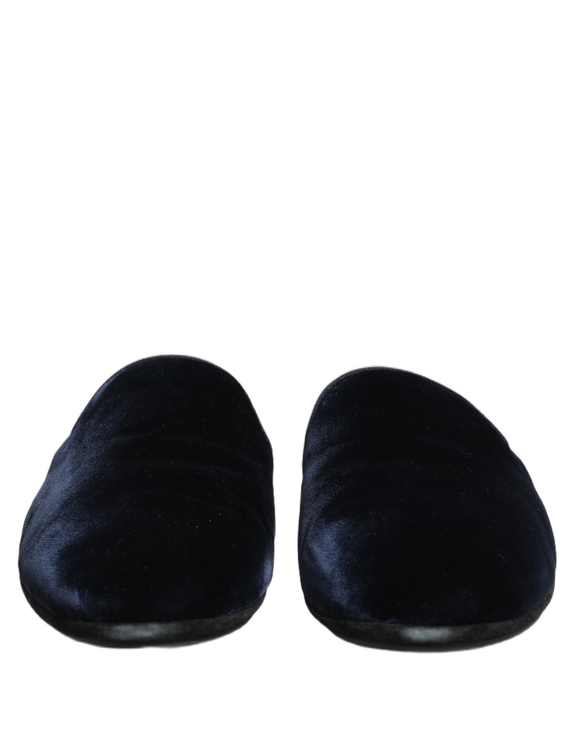 Dolce & Gabbana Dark Blue Suede Slides Flat Slipper Men Shoes Dolce & Gabbana