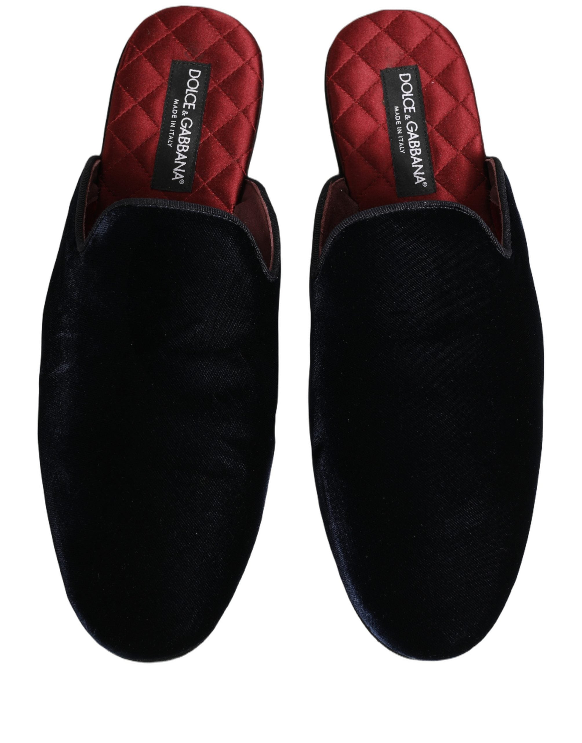Dolce & Gabbana Dark Blue Suede Slides Flat Slipper Men Shoes Dolce & Gabbana