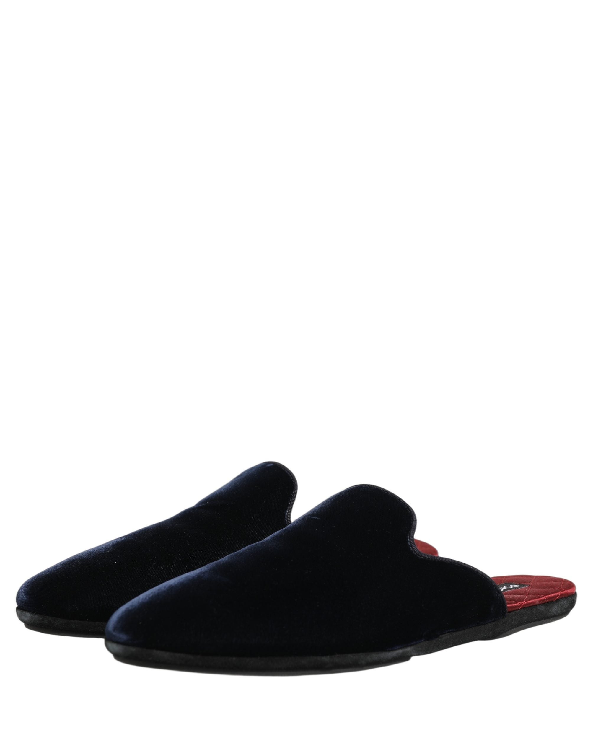 Dolce & Gabbana Dark Blue Suede Slides Flat Slipper Men Shoes Dolce & Gabbana