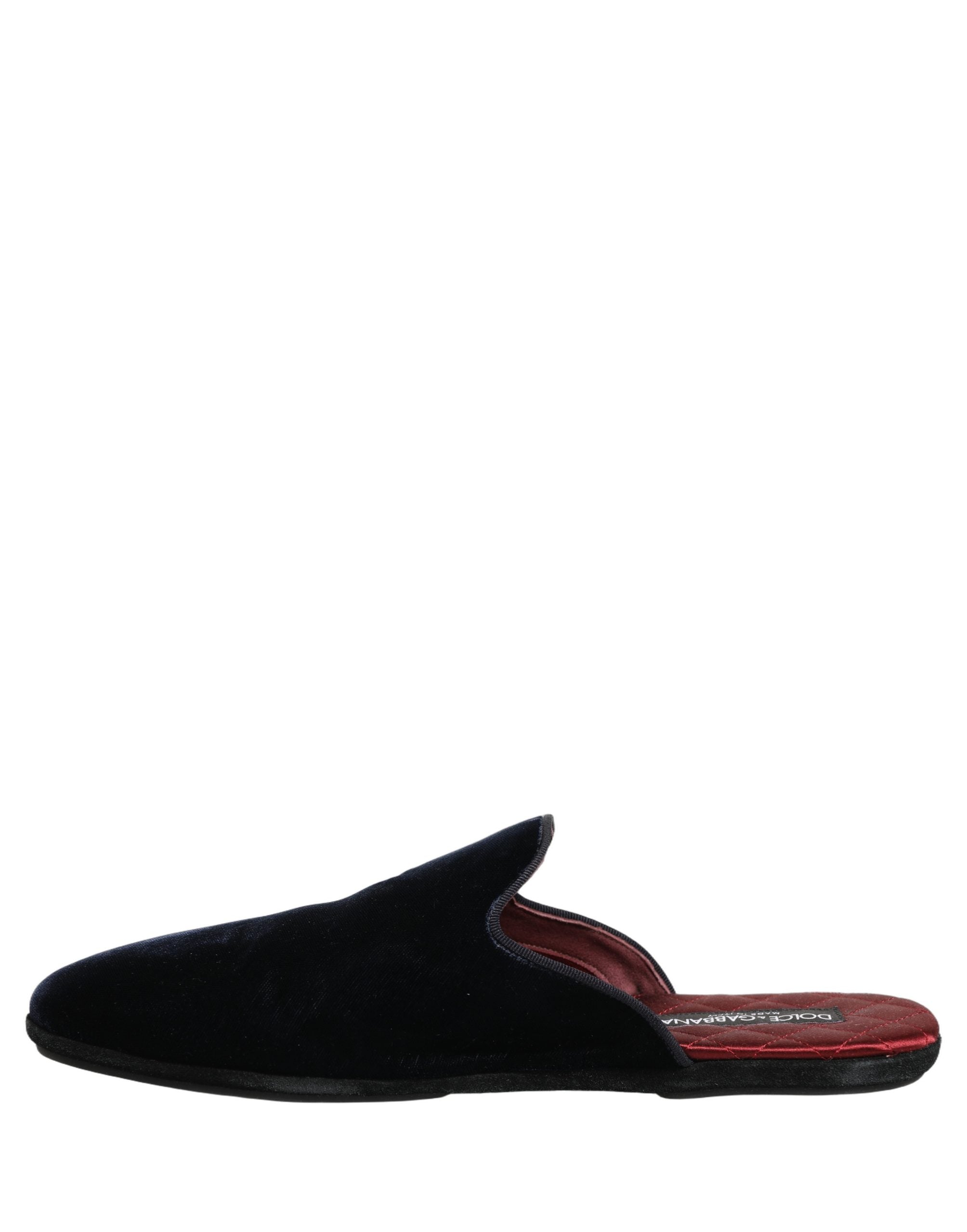 Dolce & Gabbana Dark Blue Suede Slides Flat Slipper Men Shoes Dolce & Gabbana