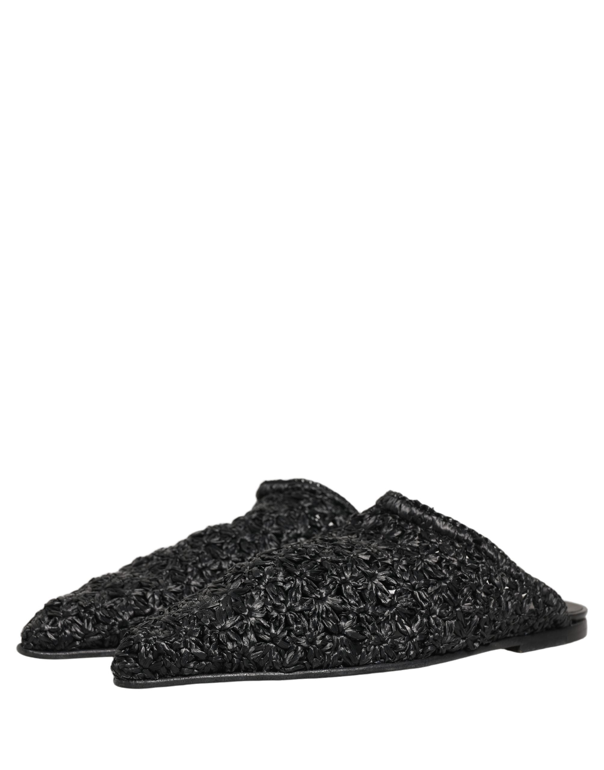 Dolce & Gabbana Black Mules Slides Slippers Men Flats Shoes Dolce & Gabbana