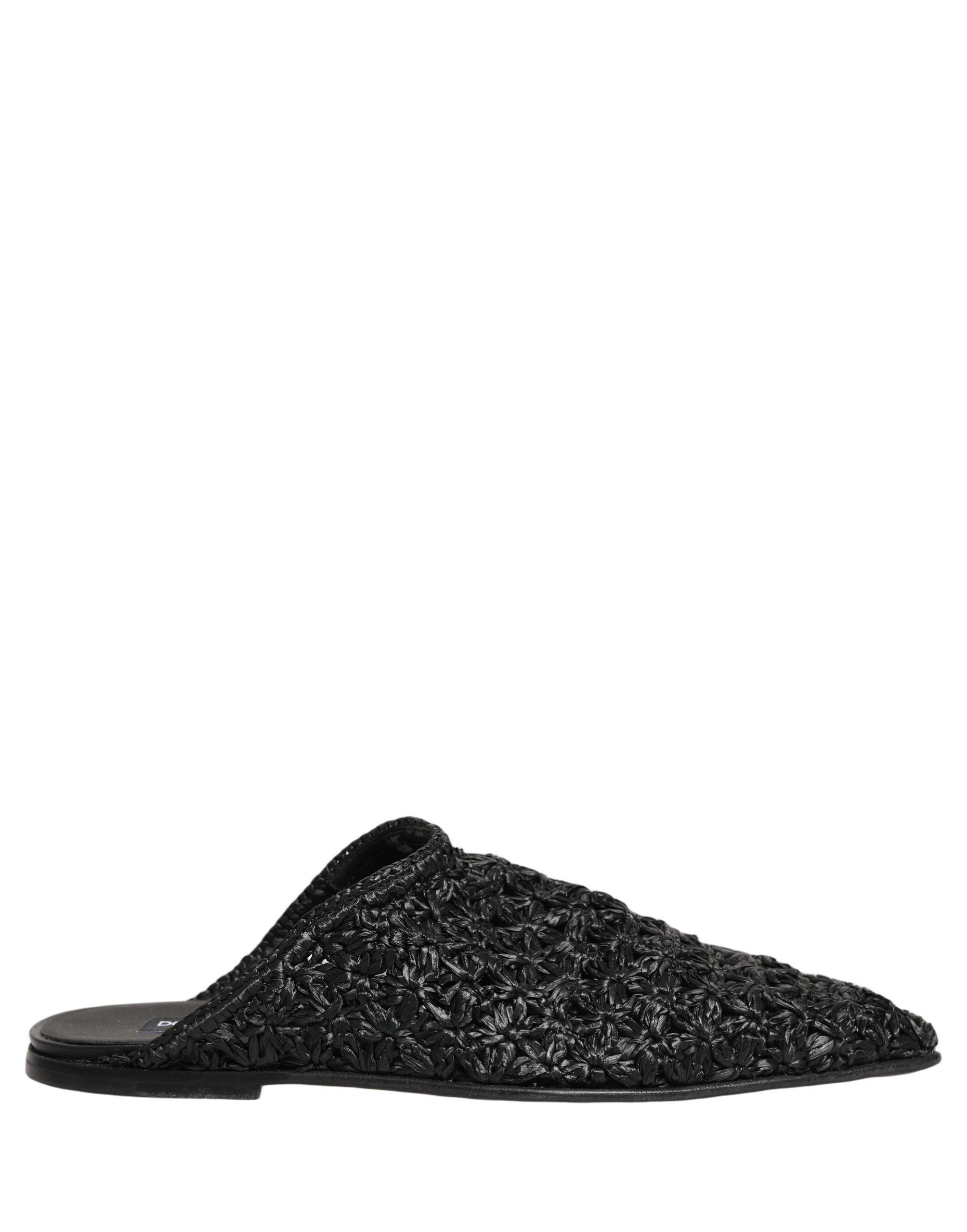 Dolce & Gabbana Black Mules Slides Slippers Men Flats Shoes Dolce & Gabbana