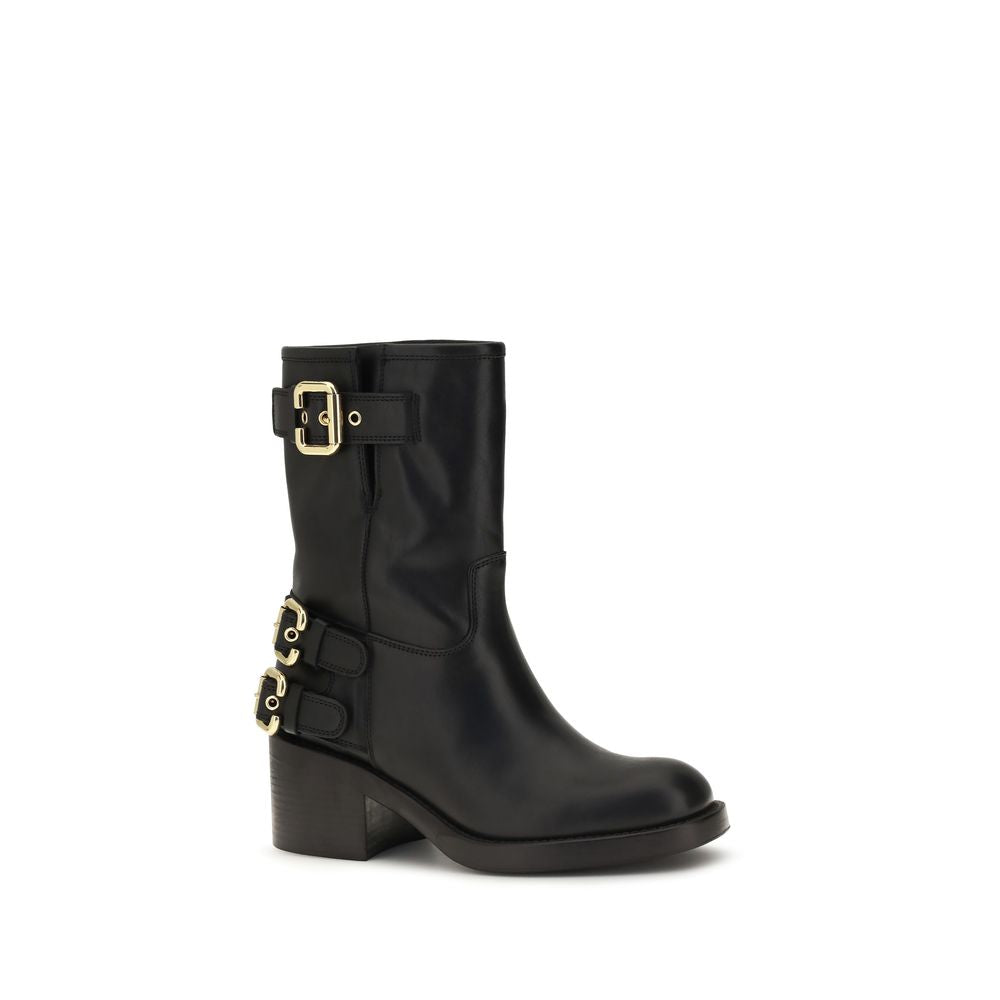 Chloé Black Calf Leather Bos Taurus Ankle Boots Chloé